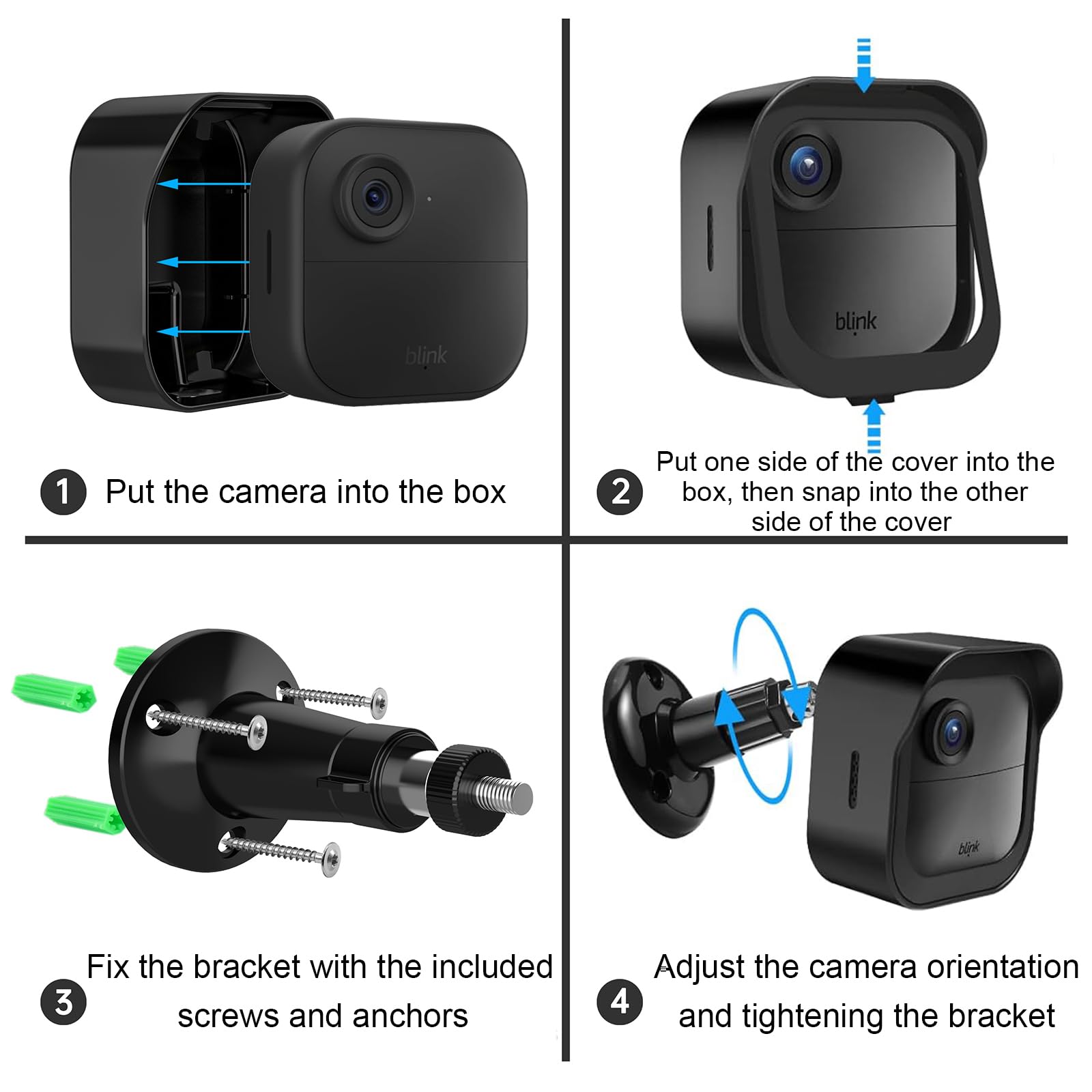 Wall Mount Bracket For Blink Outdoor 4 (4Th Gen) & Blink Outdoor 3 (3Rd Gen) Camera, Weatherproof Protective Cover Case And 360