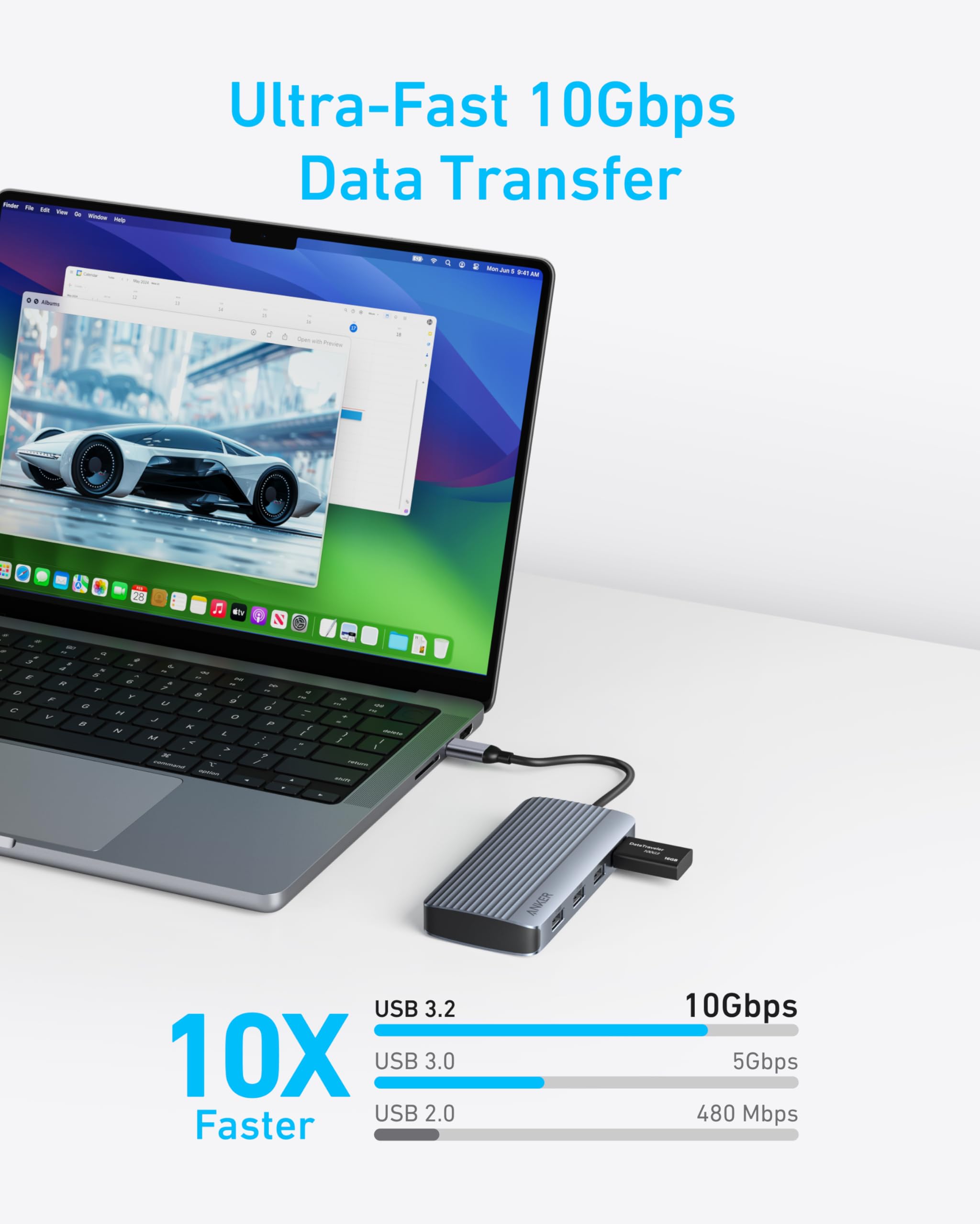 Anker 7 In 1 Usb C Hub, Dual Monitor Usb C Docking Station, Dual Hdmi Display, 100W Power Delivery, 10Gbps Data Transfers, Usb P