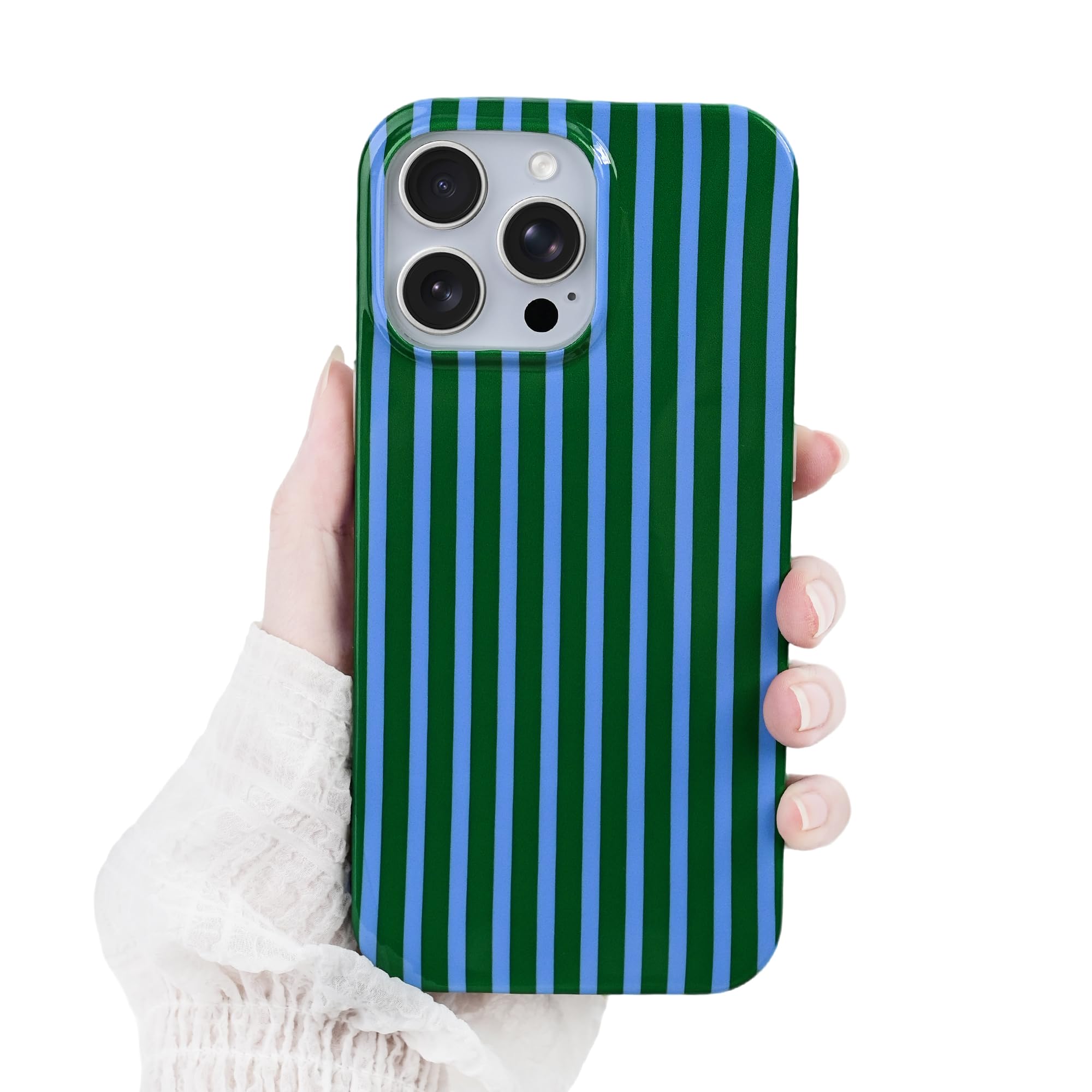 SleekCover Compatible with iPhone 16 Pro Max Case,Cute Aesthetic Striped Pattern Cover for Women Girls,Soft TPU Shockproof Prote