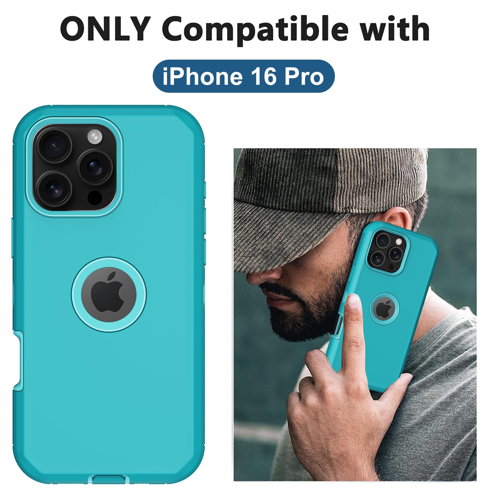 Aimoll-88 For Iphone 16 Pro Case, With 2 Screen Protector Heavy Duty Drop Protection, Full Body 3 Layer Rugged Shockproof Dust-P