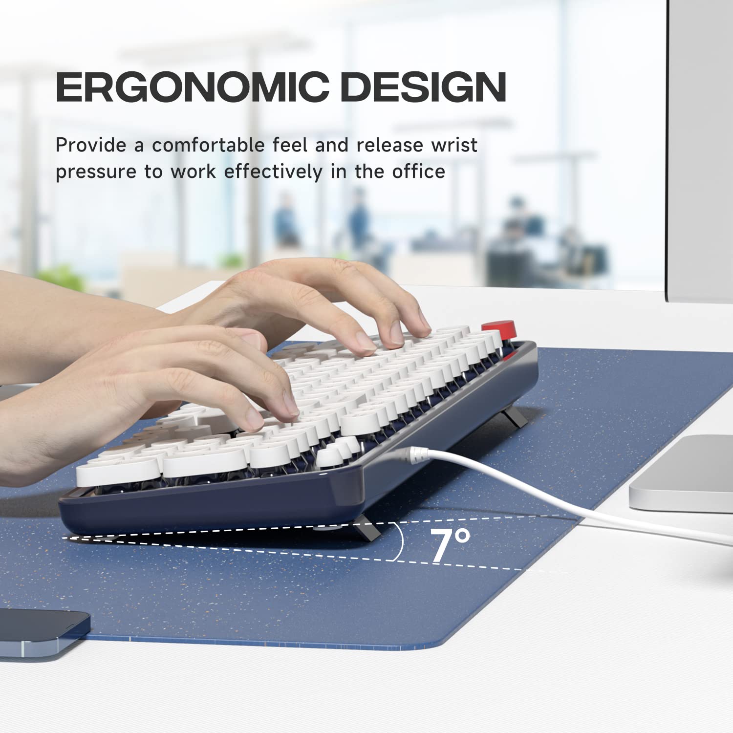 Atelus Computer Keyboards Wired, Full Size Typewriter Keyboard With Nu ...