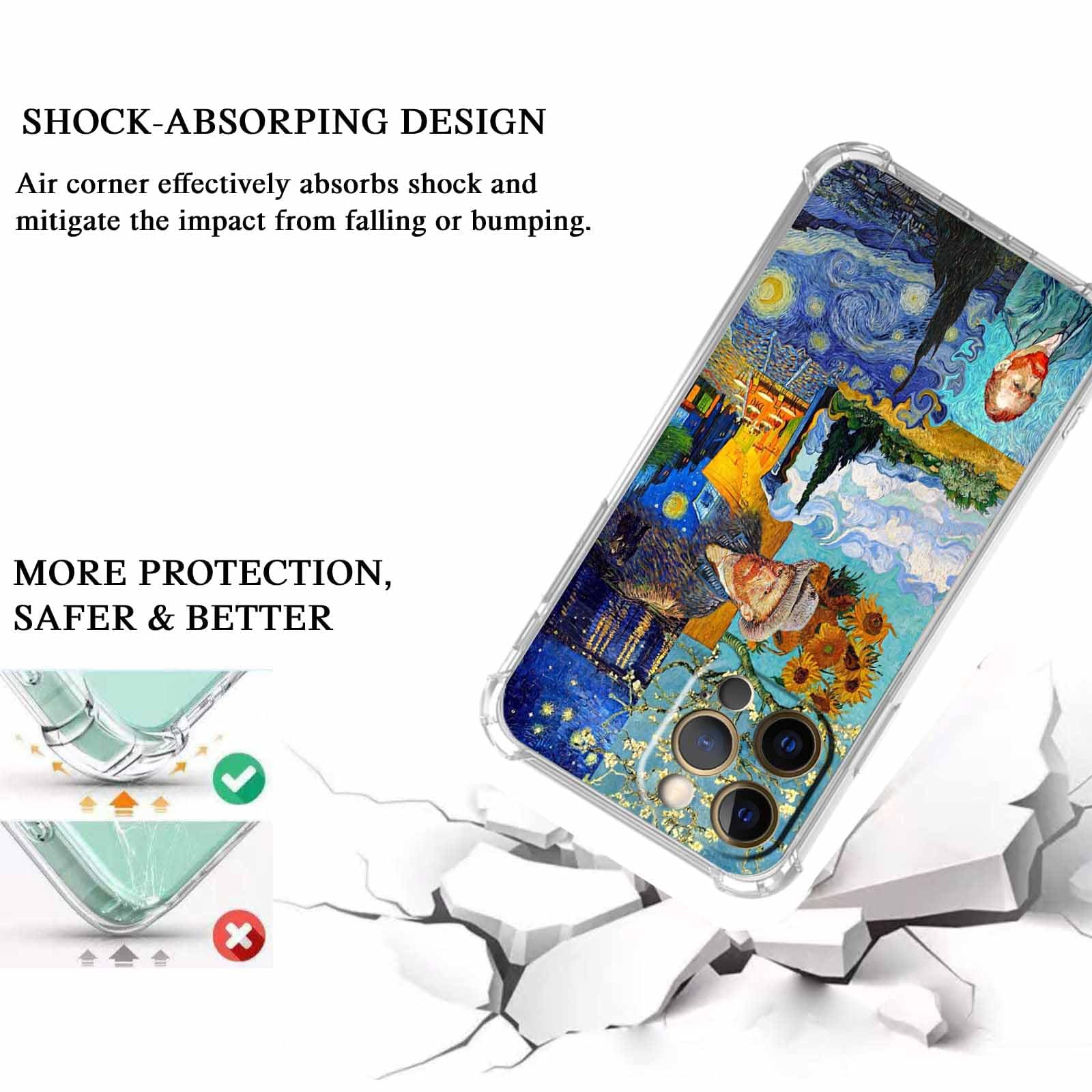 Malegaon Van Gogh Paintings Collage Case For Iphone 12 Pro Max,Starry Night Pattern Case, Soft Tpu Protective Cover For Iphone 1