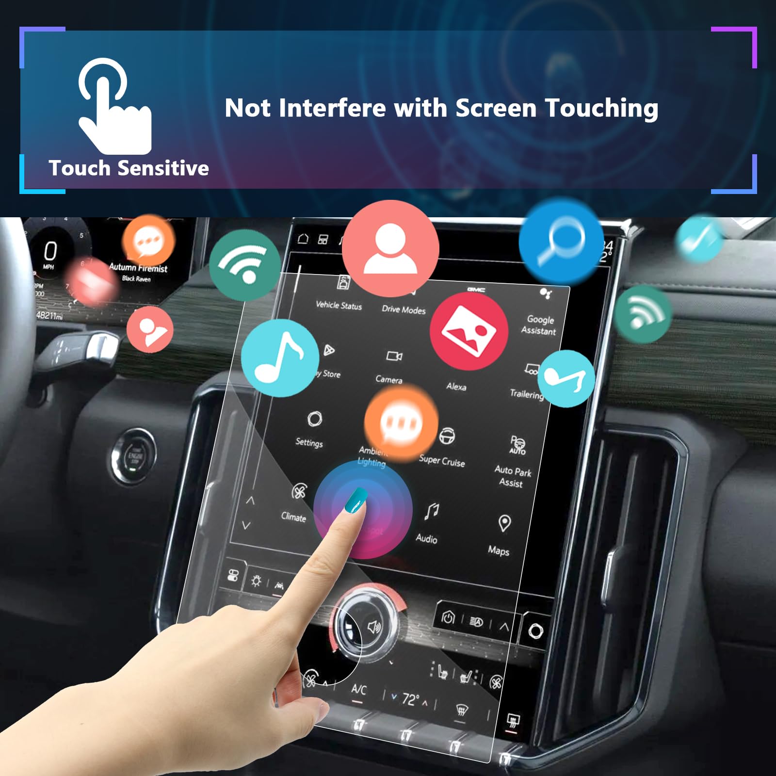 Sxcy For 2024 Gmc Acadia Accessories 2024 Acadia Screen Protector (Elevation/At4/Denali) Navigation Touch Radio Display Screen 15 Inch[2Pcs Nano]