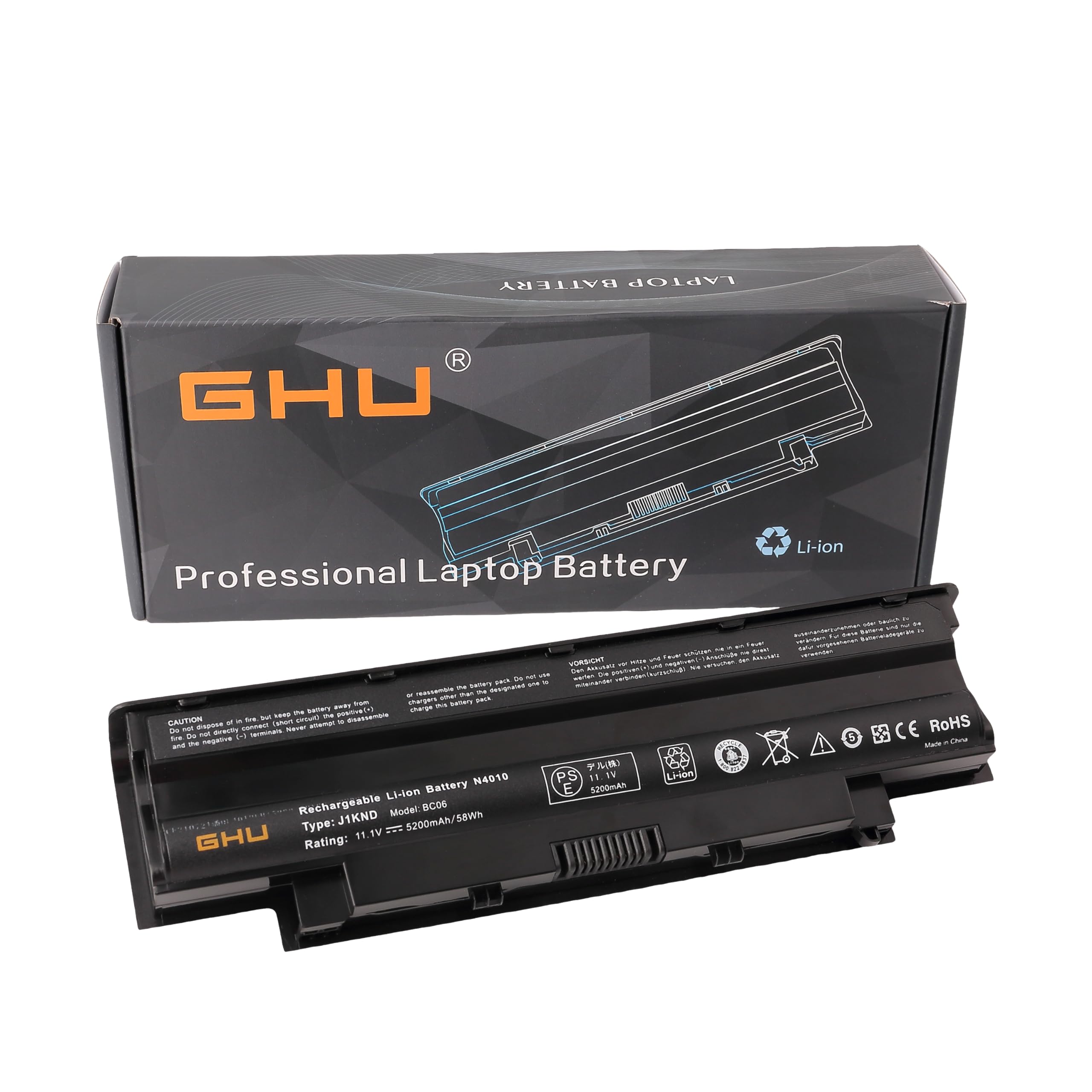 Ghu New Battery 58 Wh Replacement For J1Knd 4T7Jn Tkv2V W7H3N Yxvk2 Compatible For Inspiron N3010 N4010 N4110 N5010 N5110 N7010