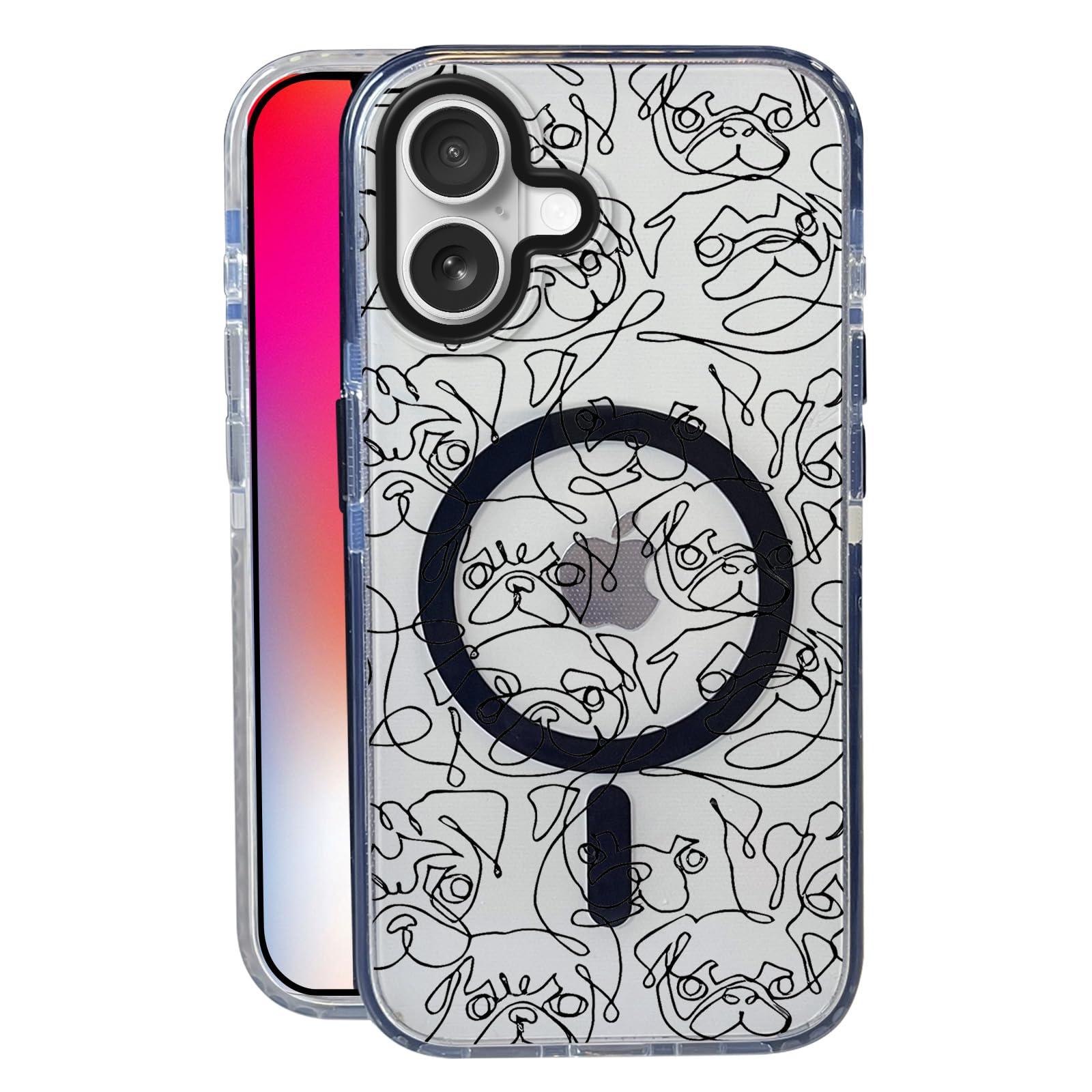 Nimeey Line Dog for iPhone 17 Case,MagSafe Compatible,Matte Soft Slim Shockproof Cover,Anti-Fingerprint,Anti-Yellowing,Anti-Scra
