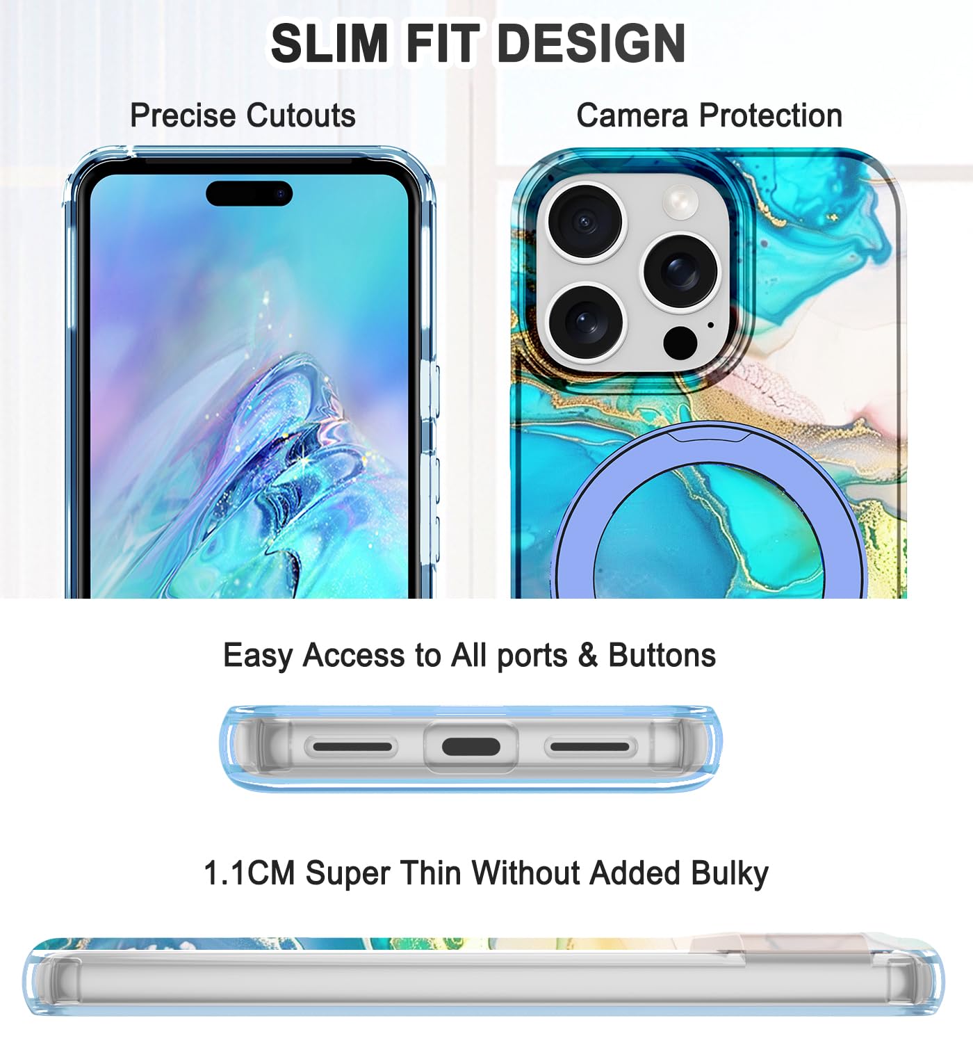 Lamcase For Iphone 16 Pro Case With Magnetic Invisible Ring Stand [Compatible With Magsafe], Full Body Rugged Slim Women Men Gir