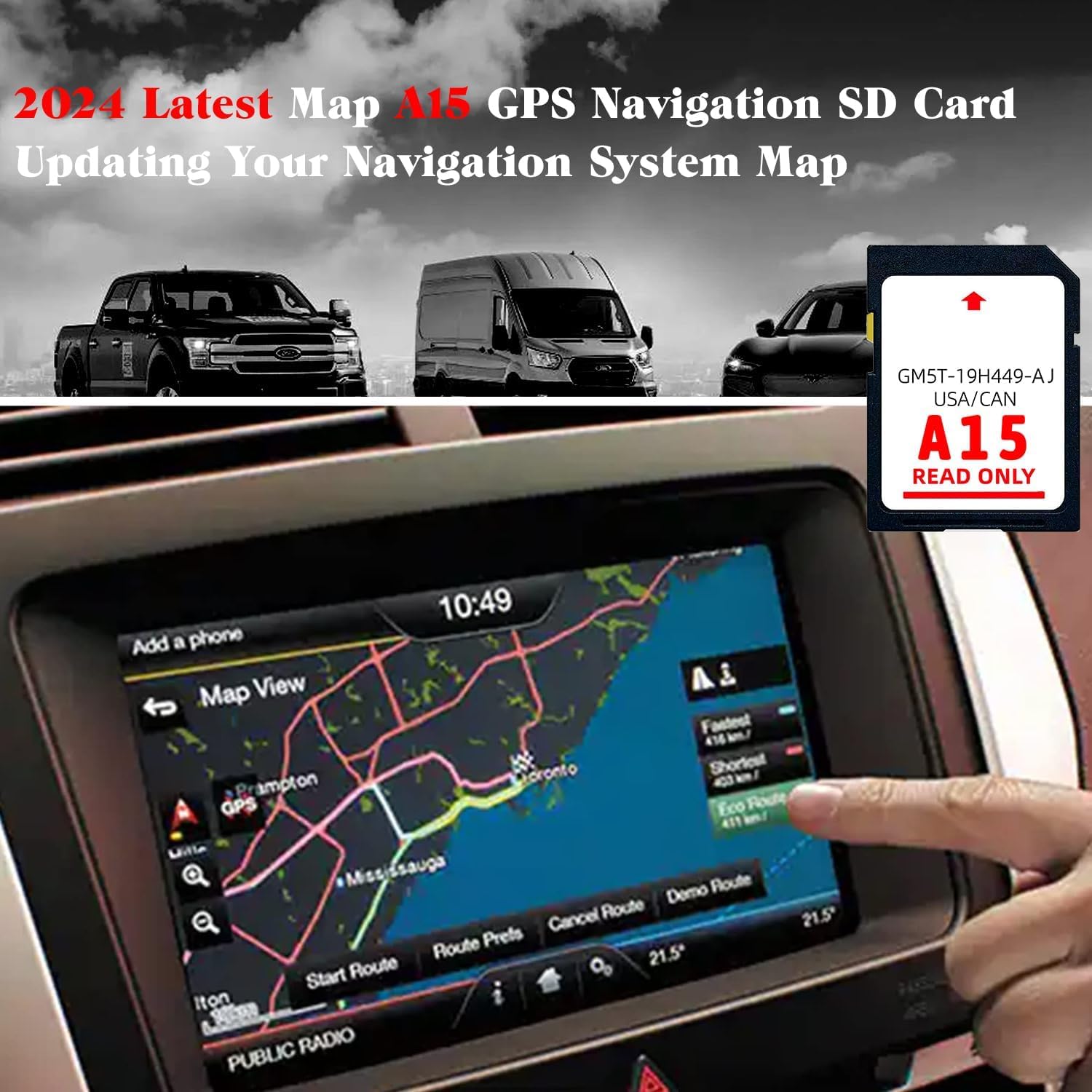 2024 Latest Version A15 Navigation Updated Sd Card Gm5T 19H449 Aj Compatible With Ford/Lincoln, Sync Usa/Canada