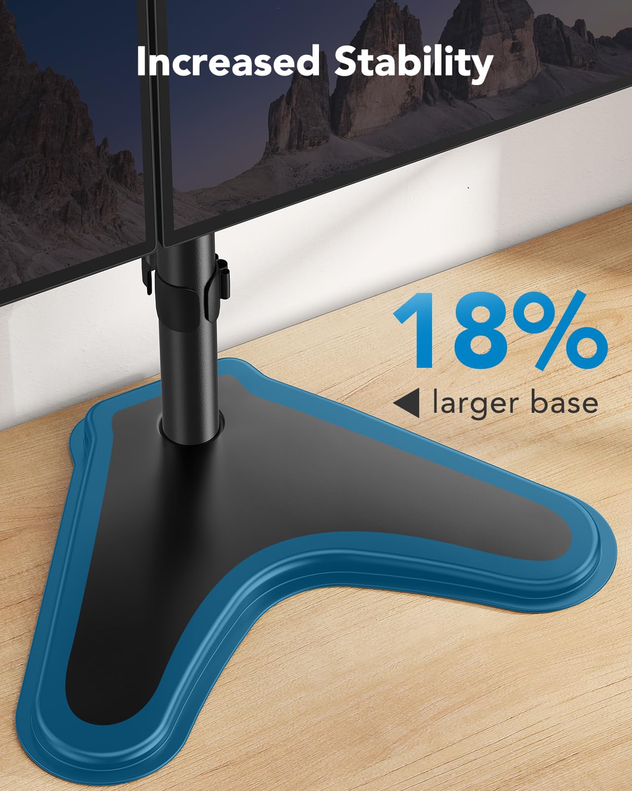 Huanuo 32 Inches Dual Monitor Stand Up To 17.6Lbs Per Arm, High Grade Aluminum Free Standing Dual Monitor Mount For 2 Screens. Fully Adjustable Dual Monitor Stand For Desk With Tilt, Swivel, Rotation