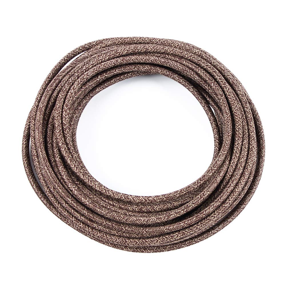 32.8Ft Fabric Cloth Covered Round Wire,Prunlla Vintage 18/2 Industrial Electrical Lamp Cord, 18 Gauge Antique Style For Retro La