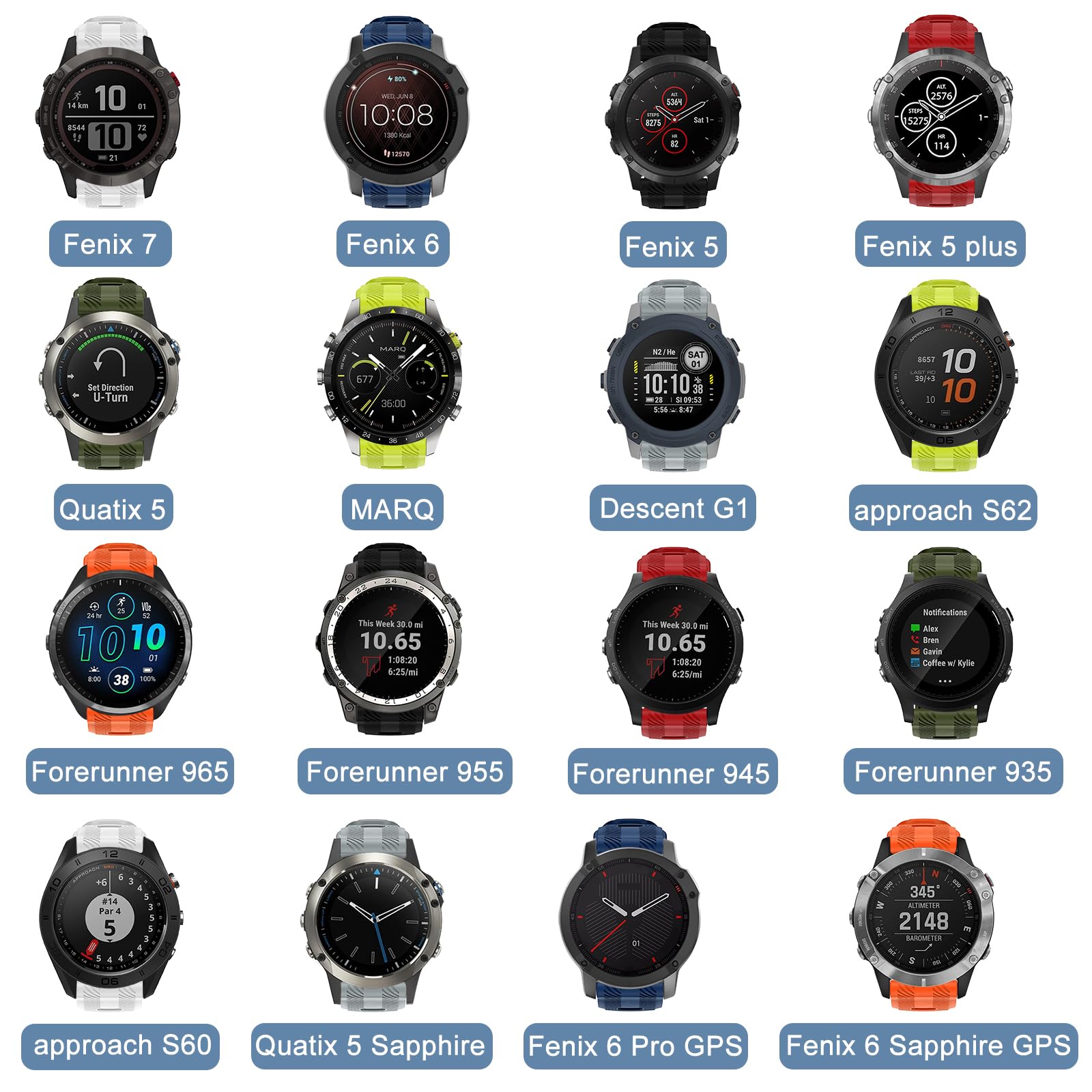 Isabake Watch Band For Garmin Forerunner 965/Forerunner 955/Forerunner 945/Forerunner 935,Soft Silicone 22Mm Replacement Bands C