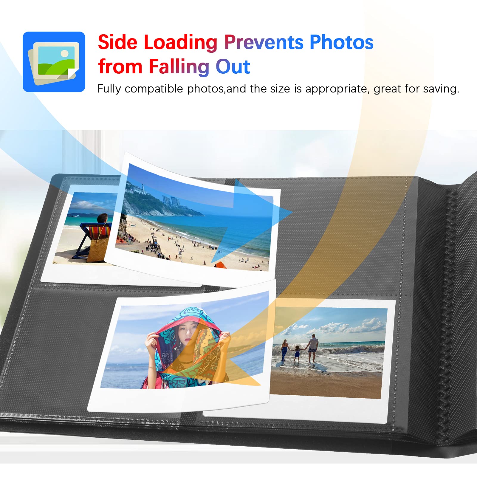 160 Pockets Photo Album For Fujifilm Instax Wide 300 Camera,For Polaroid 600 Photo Album, Albums For Polaroid Now+ Now Onestep2 Onestep+ 600 Instant Film Camera, Pop Lab Instant Print Camera (Black)