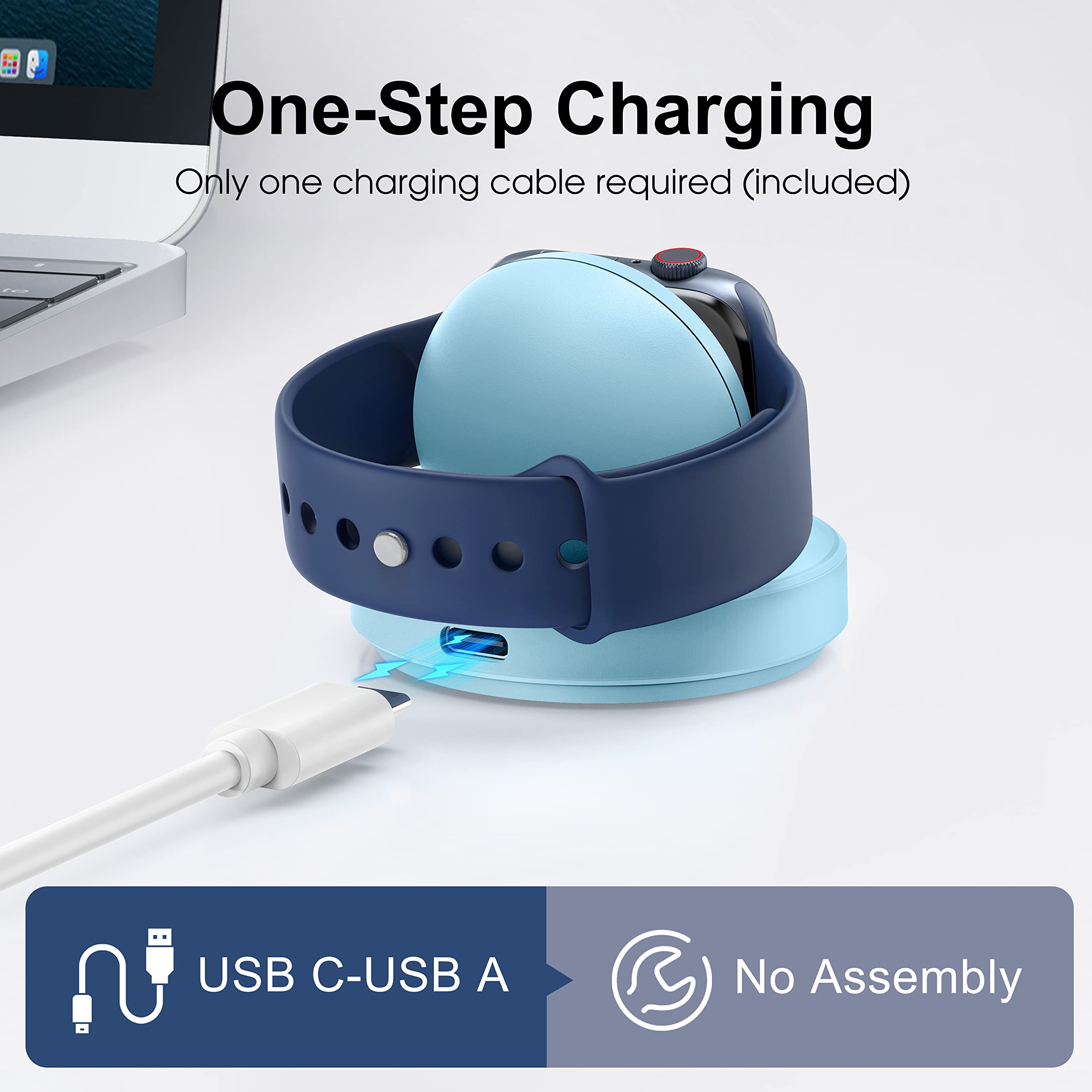 Zapogo Portable Magnetic Charging Dock For Apple Watch, Wireless Fast Watch Charger Stand With Charging Cable,Support Nightstand