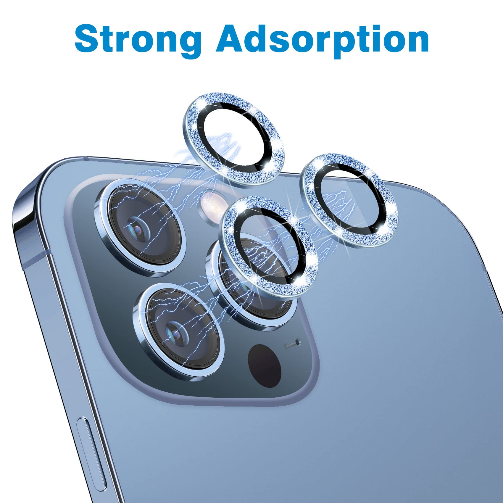 Hsefo Compatible With Iphone 13 Pro For 13 Pro Max Camera Lens Protector, Bling Glitter 9H Tempered Glass Lens Cover Anti Scratc