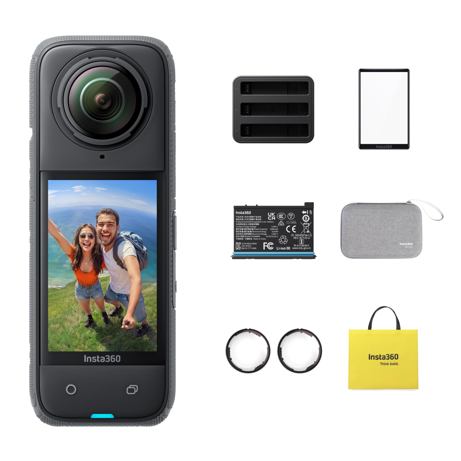 Insta360 X4 Action Bundle   Waterproof 8K 360 Action Camera, 4K Wide Angle Video, Invisible Selfie Stick Effect, Removable Lens