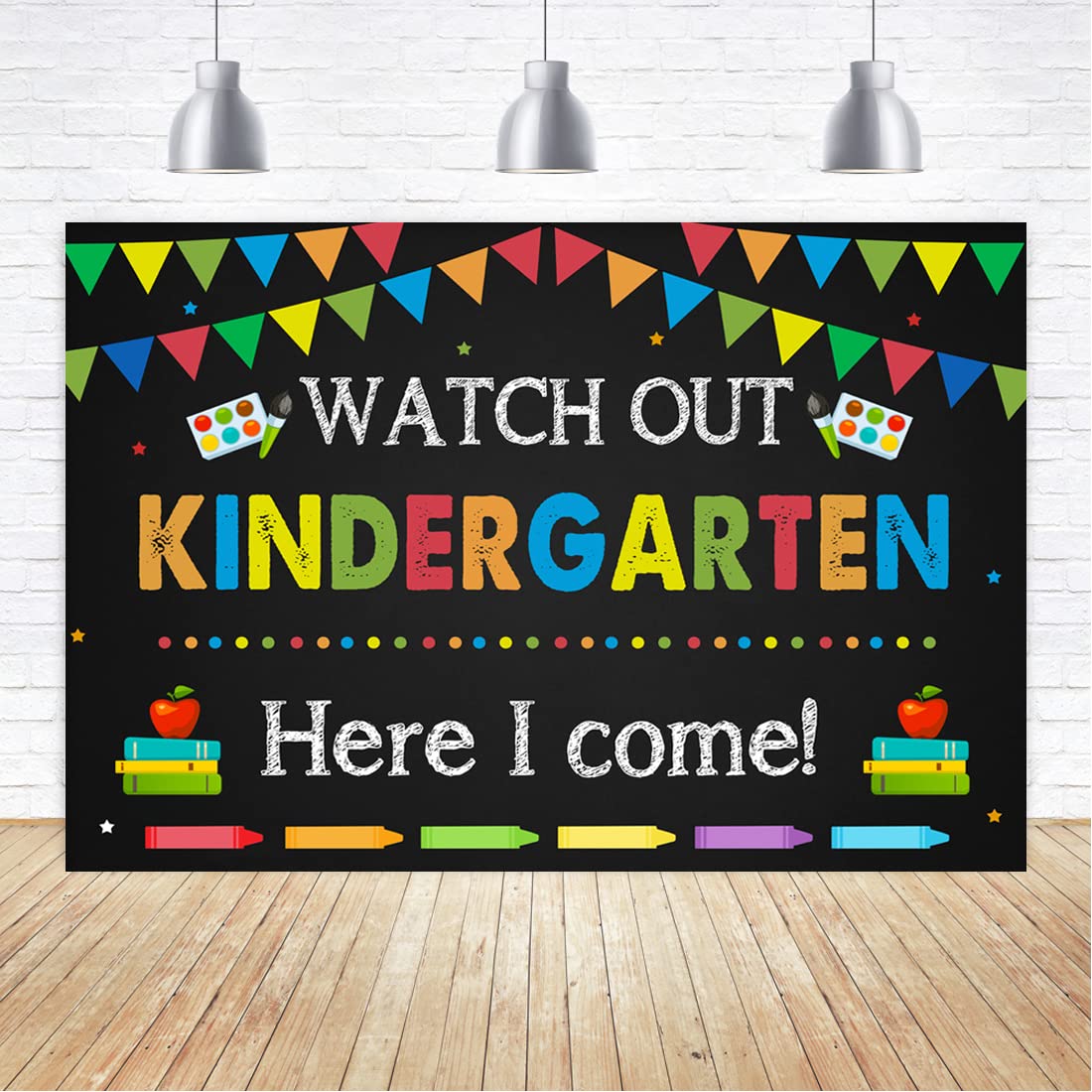 Aperturee Kindergarten Back To School Backdrop 6X4Ft Watch Out Here I Come First Day Of School Preschool Photography Background