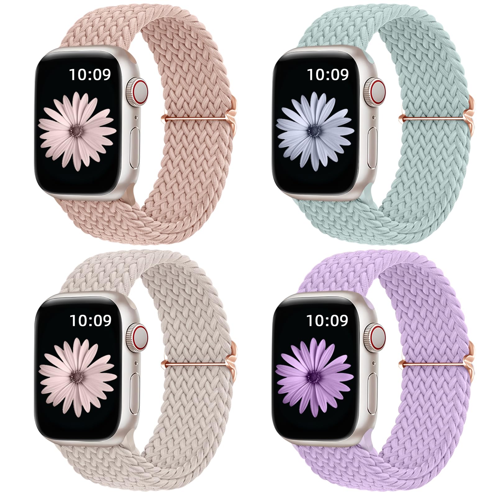 Daqin Braided Stretchy Solo Loop Compatible With Apple Watch Band 44Mm 45Mm 46Mm 42Mm 49Mm 41Mm 40Mm 38Mm Women Men, Nylon Elast
