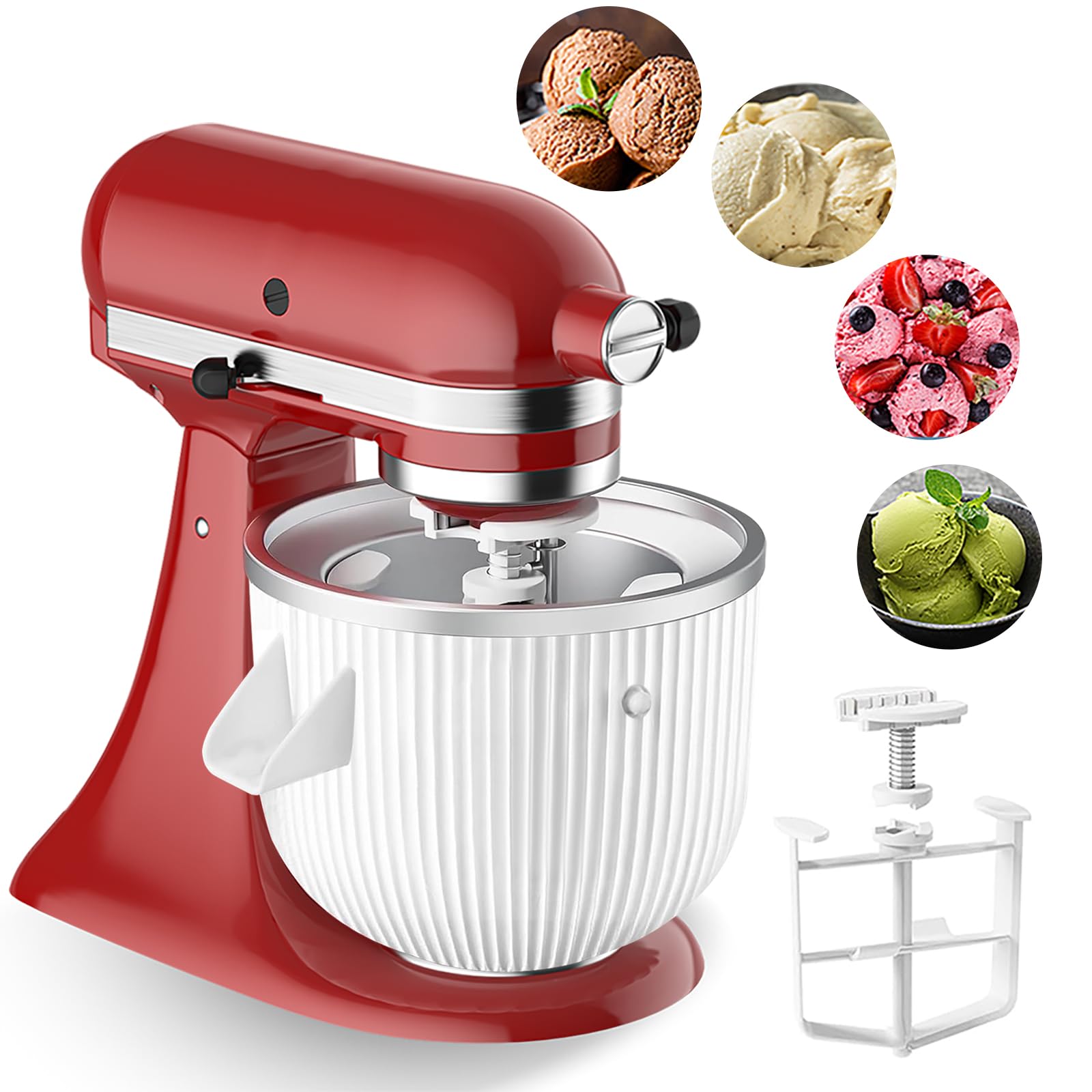 Ice Cream Attachment For Kitchenaid Stand Mixer,Fits 4.5 5Qt Tilt Head/6 7Qt Bowl Lift Stand Mixers, 2 Quart Frozen Kitchenaid I