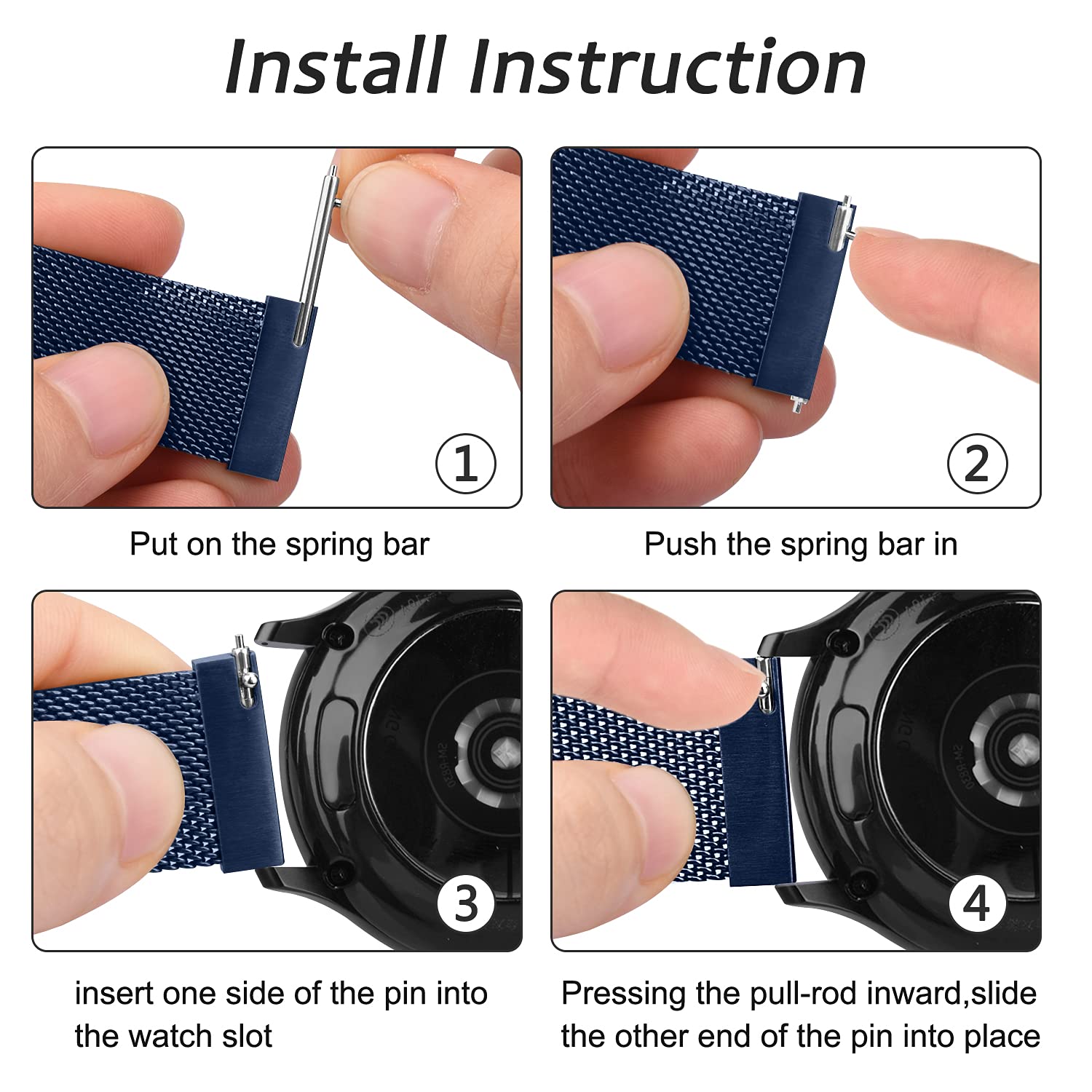 Yiled Metal Watch Bands 20Mm 22Mm Quick Release Watch Strap, Stainless Steel Mesh Replacement Strap For Men Women (20Mm, Royal B