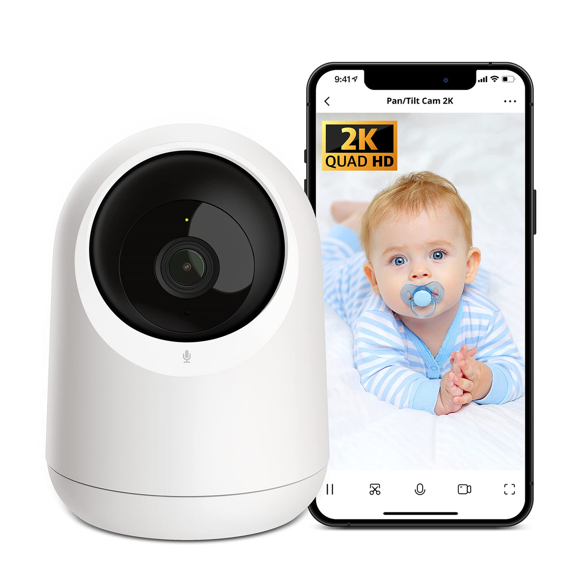 Switchbot Baby Monitor With Camera, Audio Two Way Talk, Pan/Tilt Cam 2K Ultra Hd For Home Security, Indoor Camera Wifi 2.4G Works With Alexa & Google Home, Night Vision, Motion Tracking, Privacy Mode