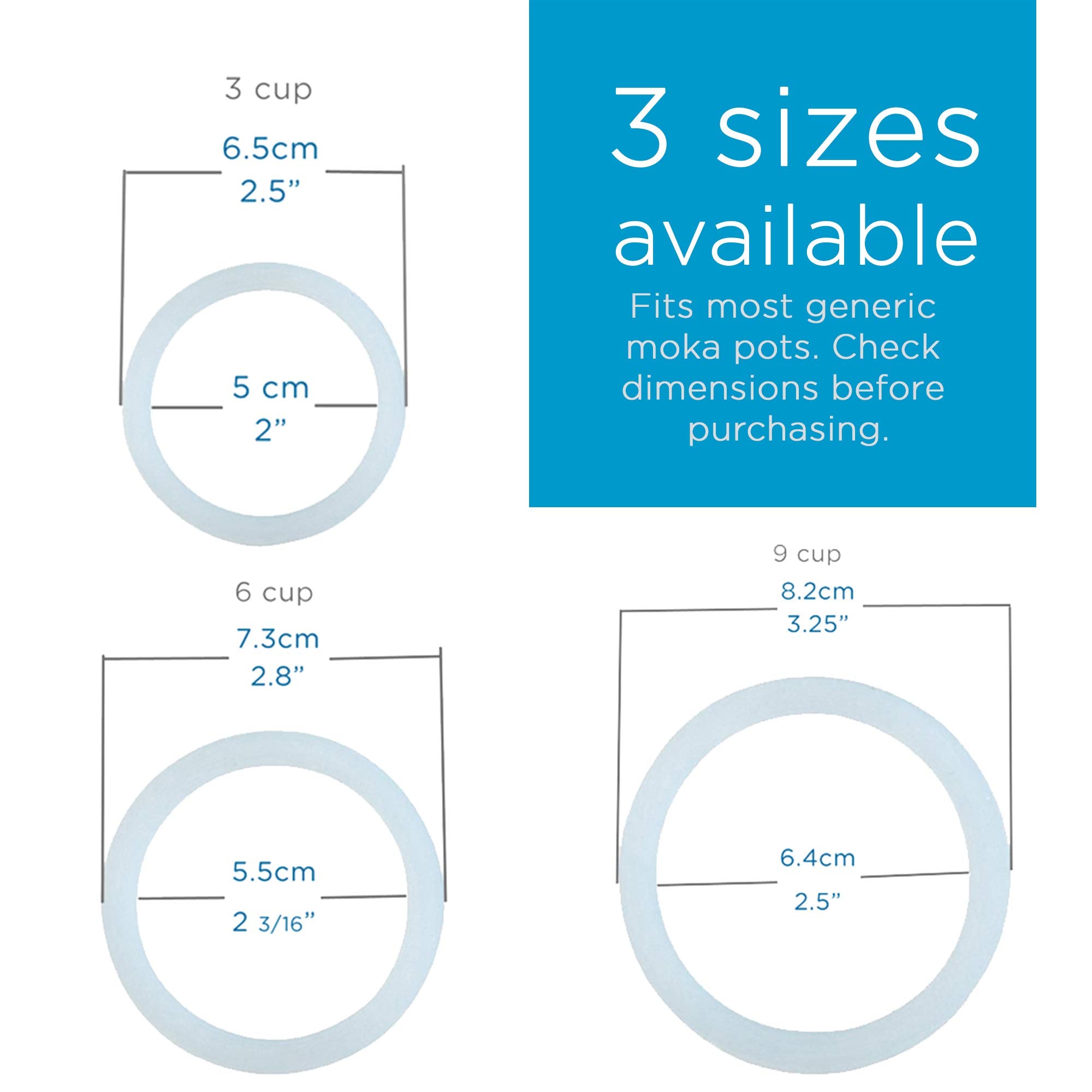 Grosche Milano Stovetop Espresso Maker Replacement   9 Espresso Cup Size Silicone Gasket Seals (3 Seals) & 1 Replacement Filter