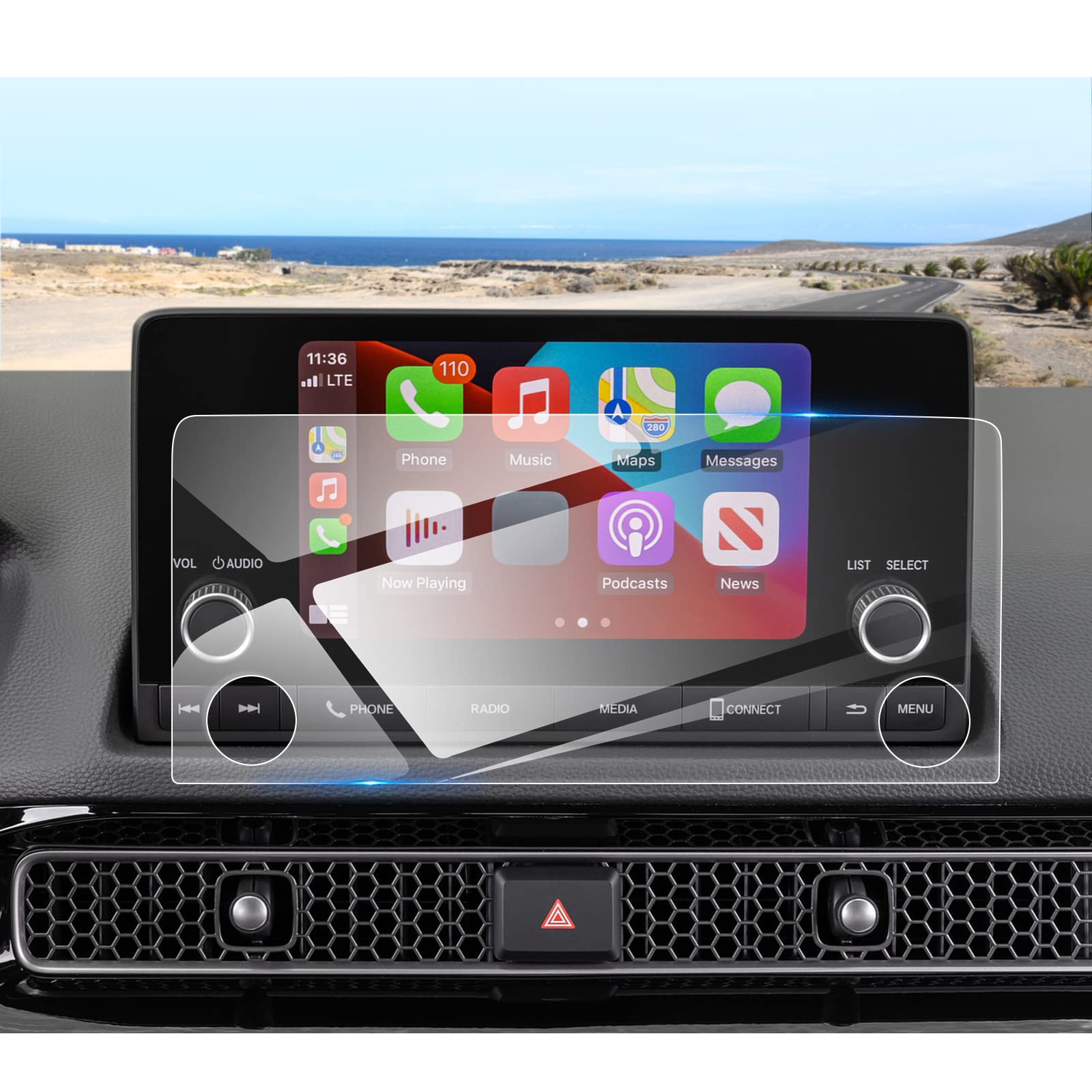 Coleya 2022 2023 2024 2025 Civic Screen Protector For Honda Civic (Sport/Lx/Ex/Ex L) 7 Inch Touch Screen, 9H Tempered Glass 2025