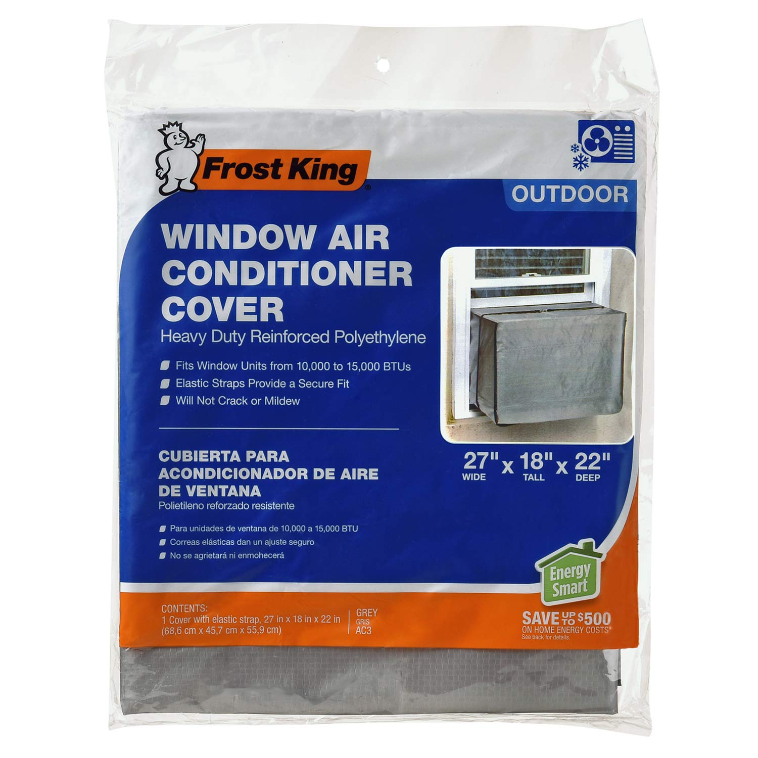 Thermwell Frost King Ac3H Outside Window Air Conditioner Cover, 18 X 27 X 22 Inch, 18''X27''X22''X6 Mil Fits From 10,000 To 15,0