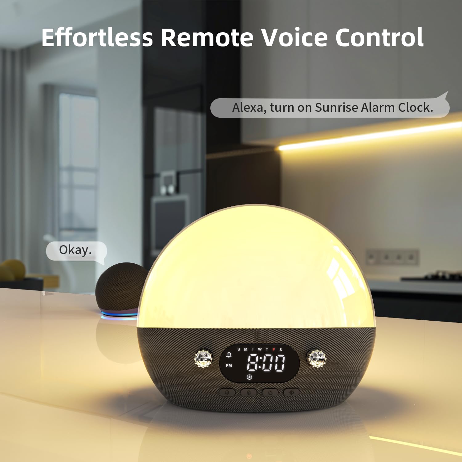 Momilla Sunrise Alarm Clock  Bluetooth Speaker With Smart Alarm Clocks For Bedrooms, Alexa & App Control, 11 White Noise Sound M