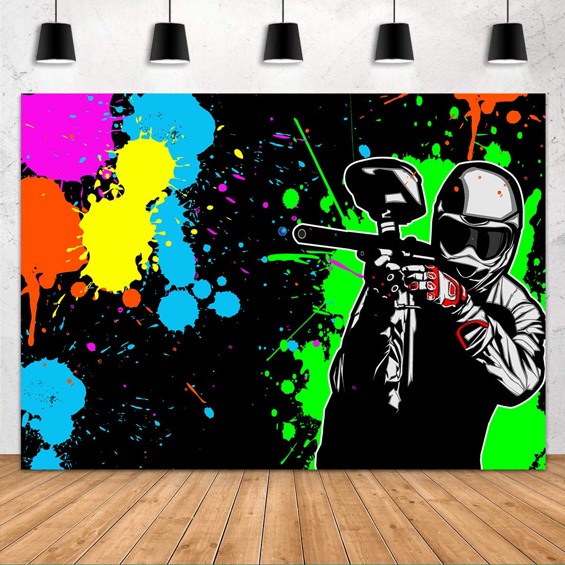 Shooting Game Backdrop Fhzon 5X3Ft Mess Splatter Art Party Colorful Graffiti Background For Photograph Theme Party Gaming Party