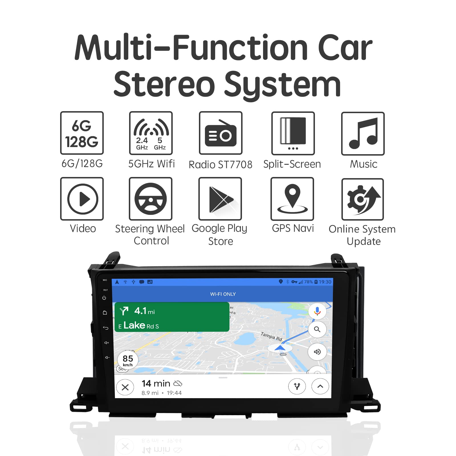 Viabecs Android 12.0 6G 128G Car Stereo Wireless Apple Carplay For Toyota Highlander 2014 2019, 10.2' Hd Touch Screen Radio Bluetooth Gps Navigation, 2.4Ghz & 5Ghz Wifi, Swc, Dsp 48 Eq Am Fm Radio