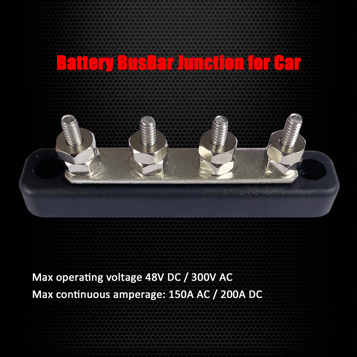 4 Terminals Bus Bar, Ampper 4.2'' Ground Distribution Block Brass Battery Busbar Junction For Car Vehicle Rv Truck Marine Boat A