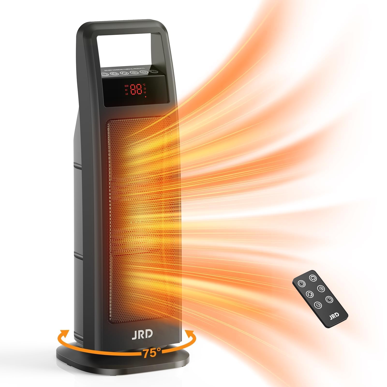 Space Heater Indoor, 1500W Ptc Electric Heaters With Thermostat, 75 Oscillation, 1 8H Timer, Ceramic Heaters For Indoor Use With