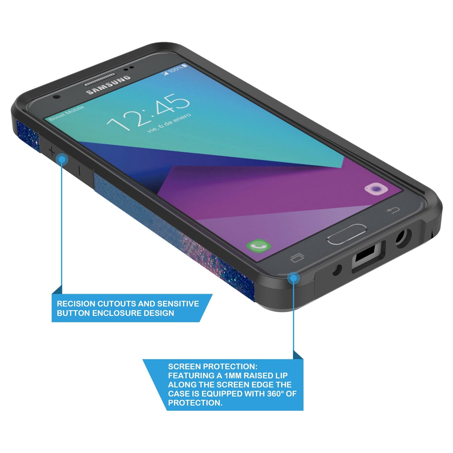 Rosebono J7 V Case, Galaxy J7 Prime Case, Galaxy J7 Sky Pro Case, Galaxy J7 Perx Case, Galaxy Halo Case, Dual Layer Shockproof H