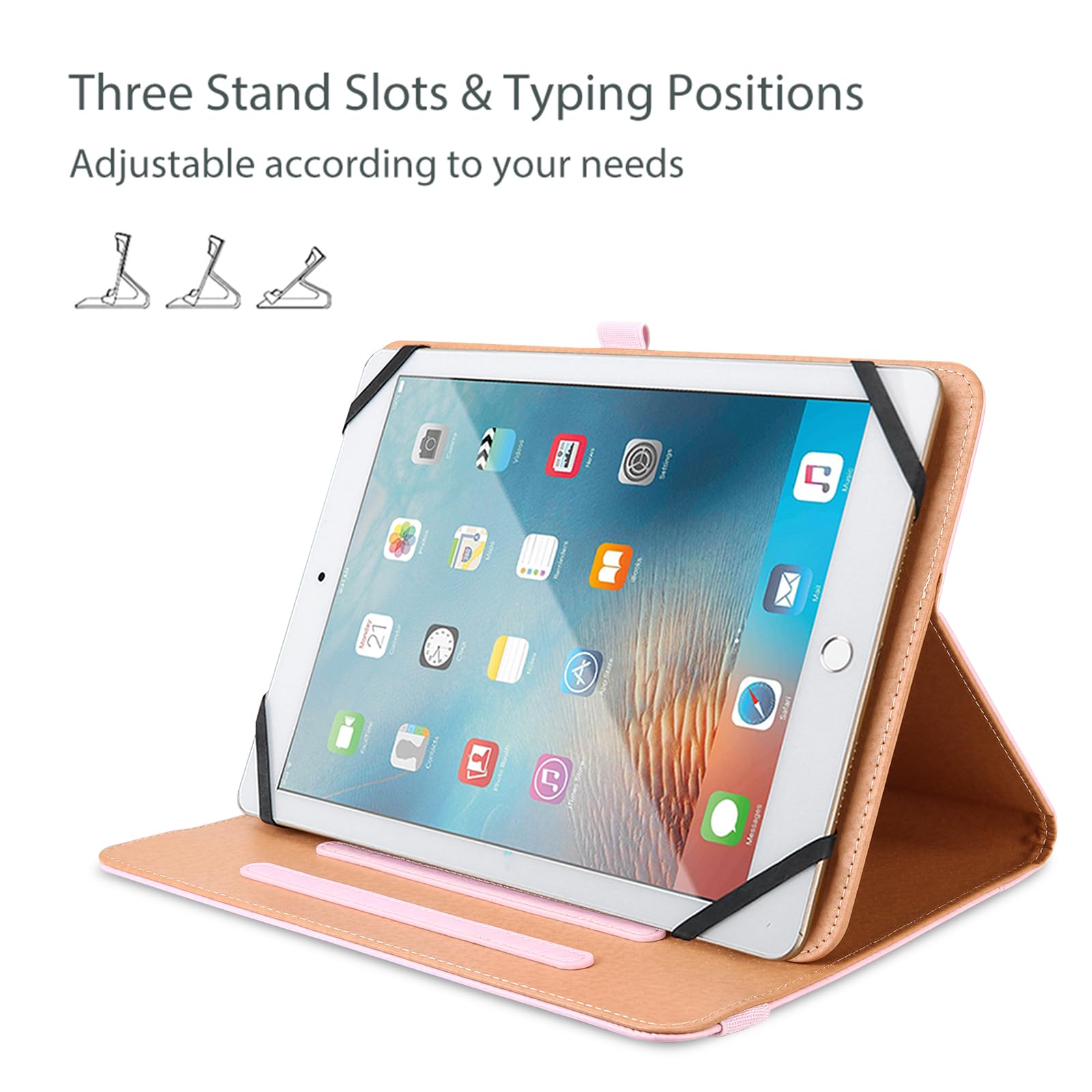 Procase Universal Tablet Case 9' 10.1' Inch, Stand Folio Tablet Case Protective Cover For 9' 9.7' 10' 10.1' Touchscreen Tablet With Multiple Viewing Angles And Pen Holder  Pink