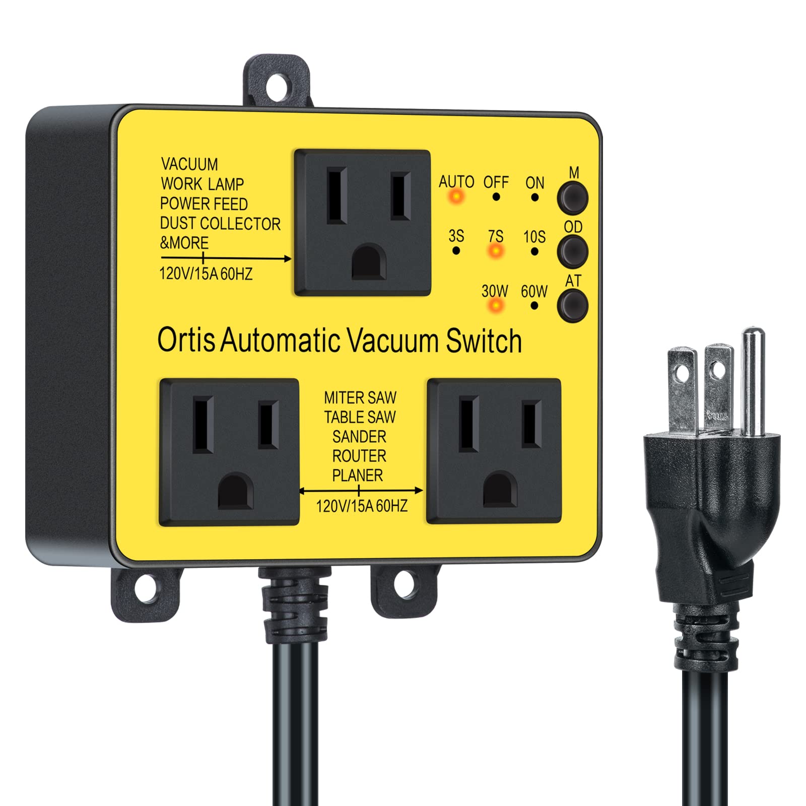 Automatic Vacuum Switch With Extra Outlet For Using More Power Tools, Ortis Dust Control Autoswitch Delay Vacuum On/Off To Preve