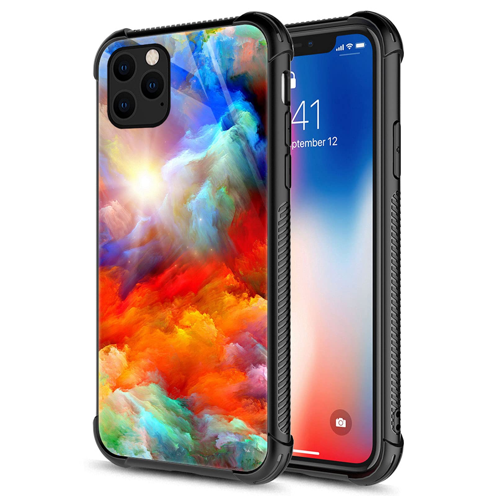 Carloca Compatible With Iphone 13 Pro Case,Colorful Unreal Clouds Cool Identity Graphic Design Shockproof Anti Scratch Hard Acry