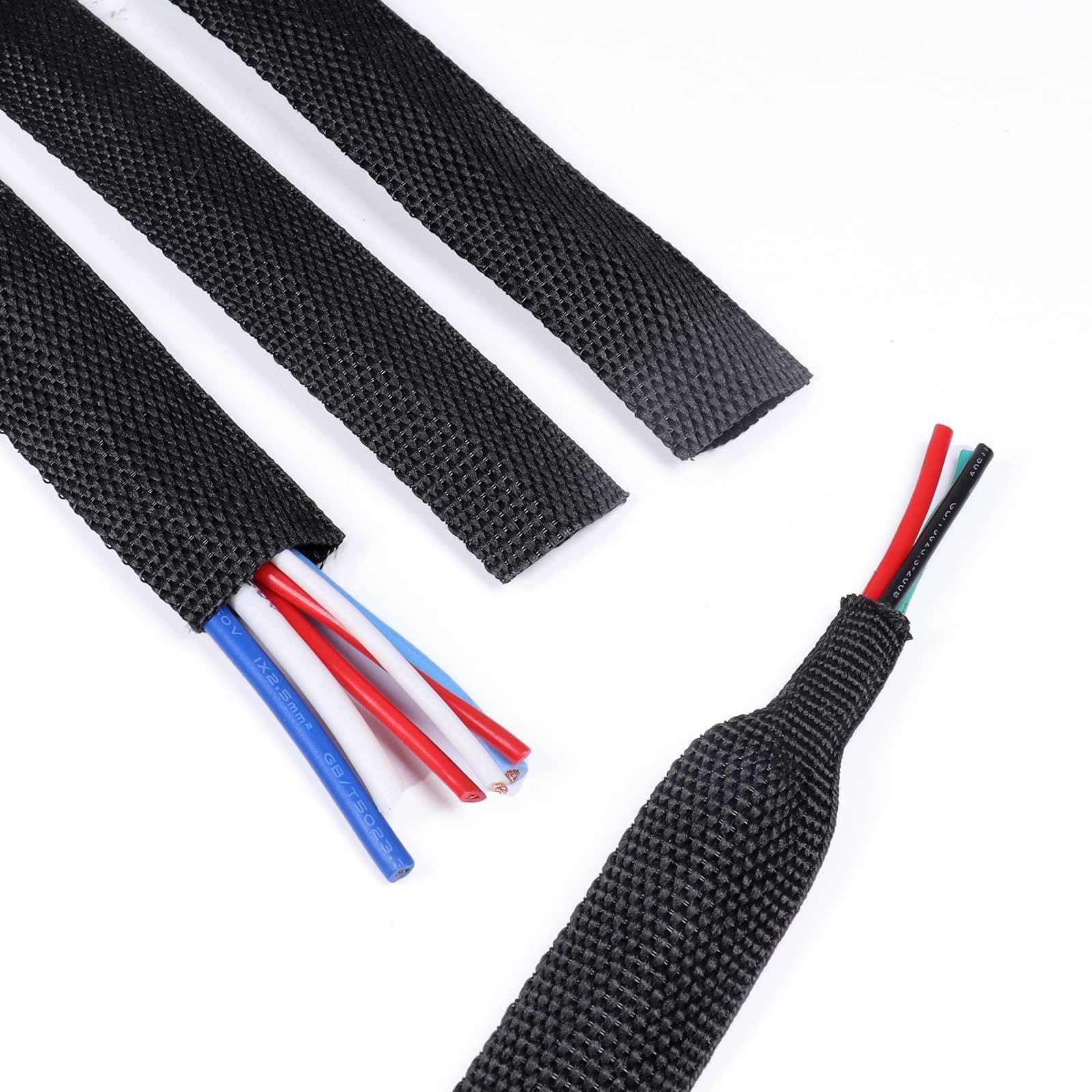 Sonoreboom 2 To 1 Ratio 1/2''   18 Feet Heat Shrink Fabric Braided Cable Sleeves Cord Management Protection For Automotive Cable