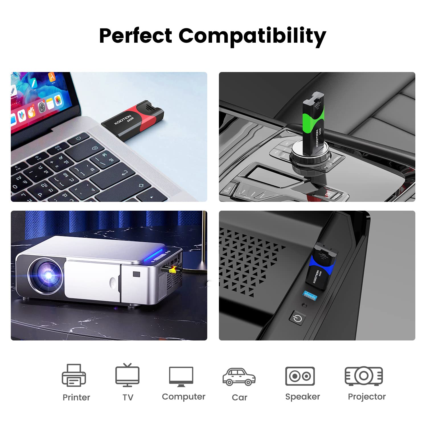 Usb 3.0 Flash Drive Kootion 10 Pack 64Gb Usb 3.0 Thumb Drive Retractable 64G Zip Drive Ultra High Speed Usb Stick Jump Drive Rug