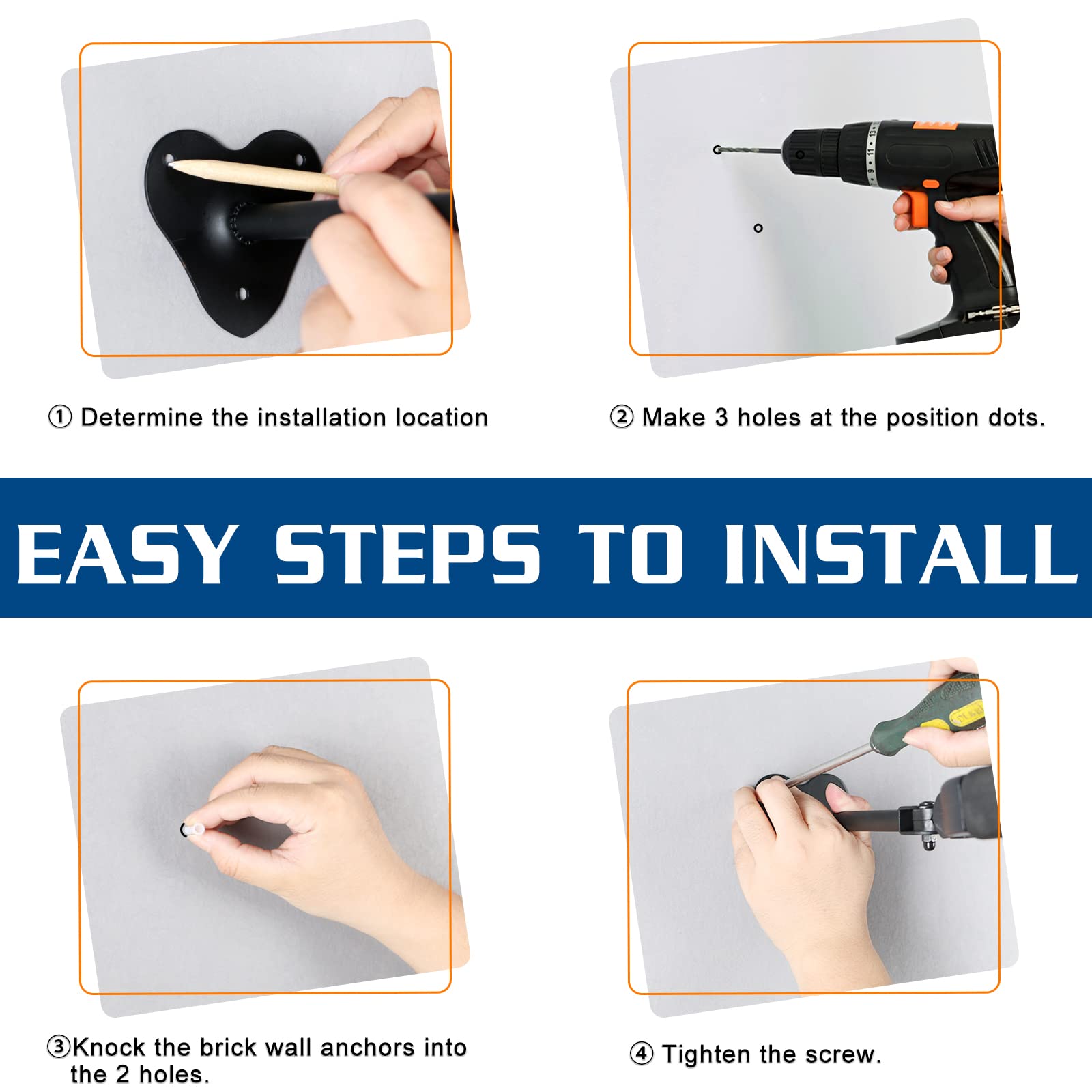 Ranming Guitar Wall Hook Hanger ,Metal Base Wall Mount Hangers, Lengthen Auto Locking Guitar Hangers Accommodates Many Styles In