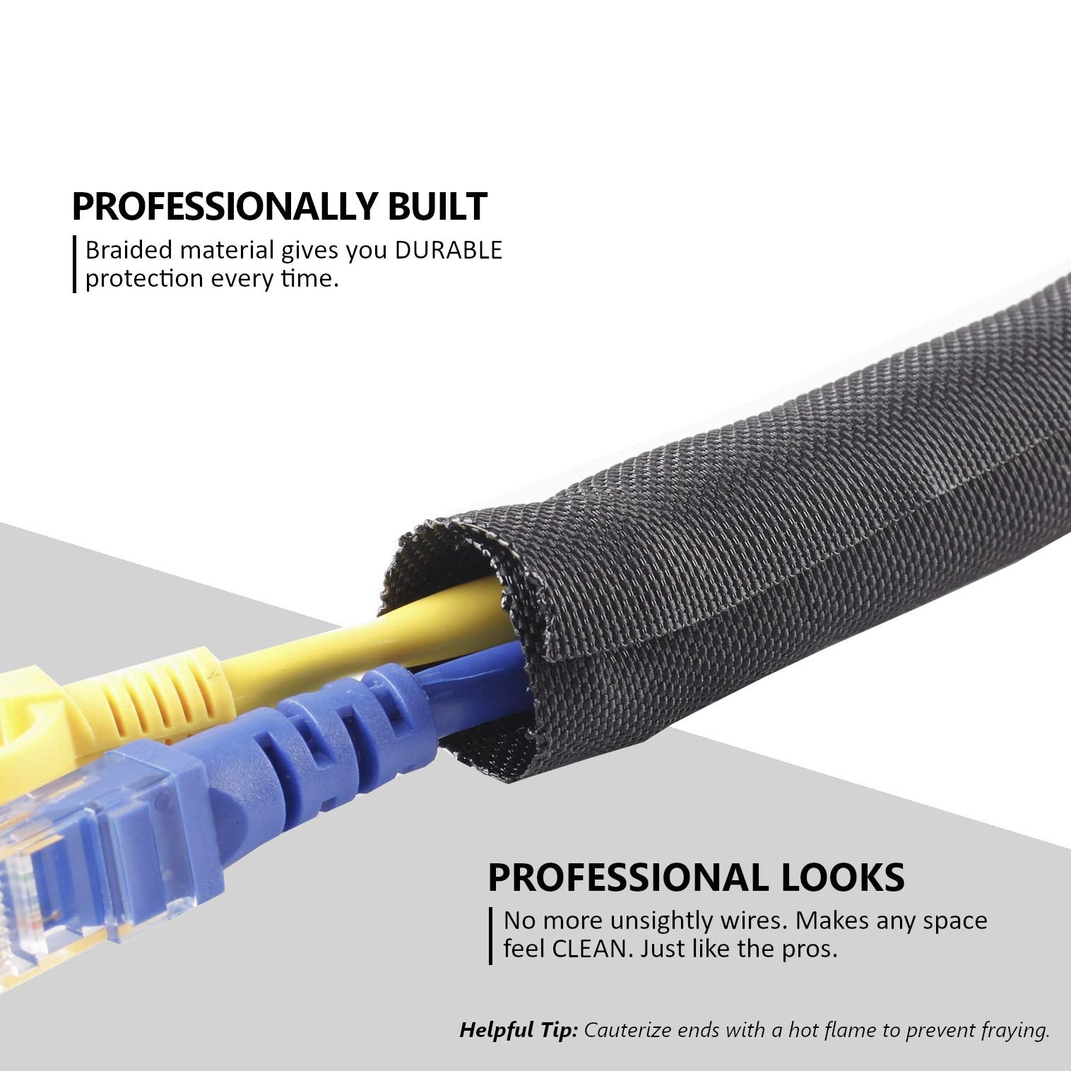 Mgi Speedware Woven Mesh Split Sleeve Wire Loom For High Temperature Automotive Harness And Home Cable Management   25 Feet (1/4