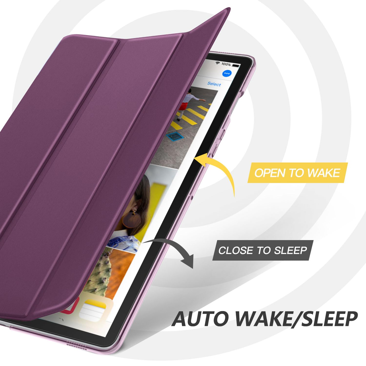 MoKo Case Fit Samsung Galaxy Tab S5e 2019, Ultra Thin Slim Shell Trifold Stand Cover with Frosted Back with Auto Wake and Sleep for Galaxy Tab S5e SM T720/SM T725 2019 Tablet, Dark Purple