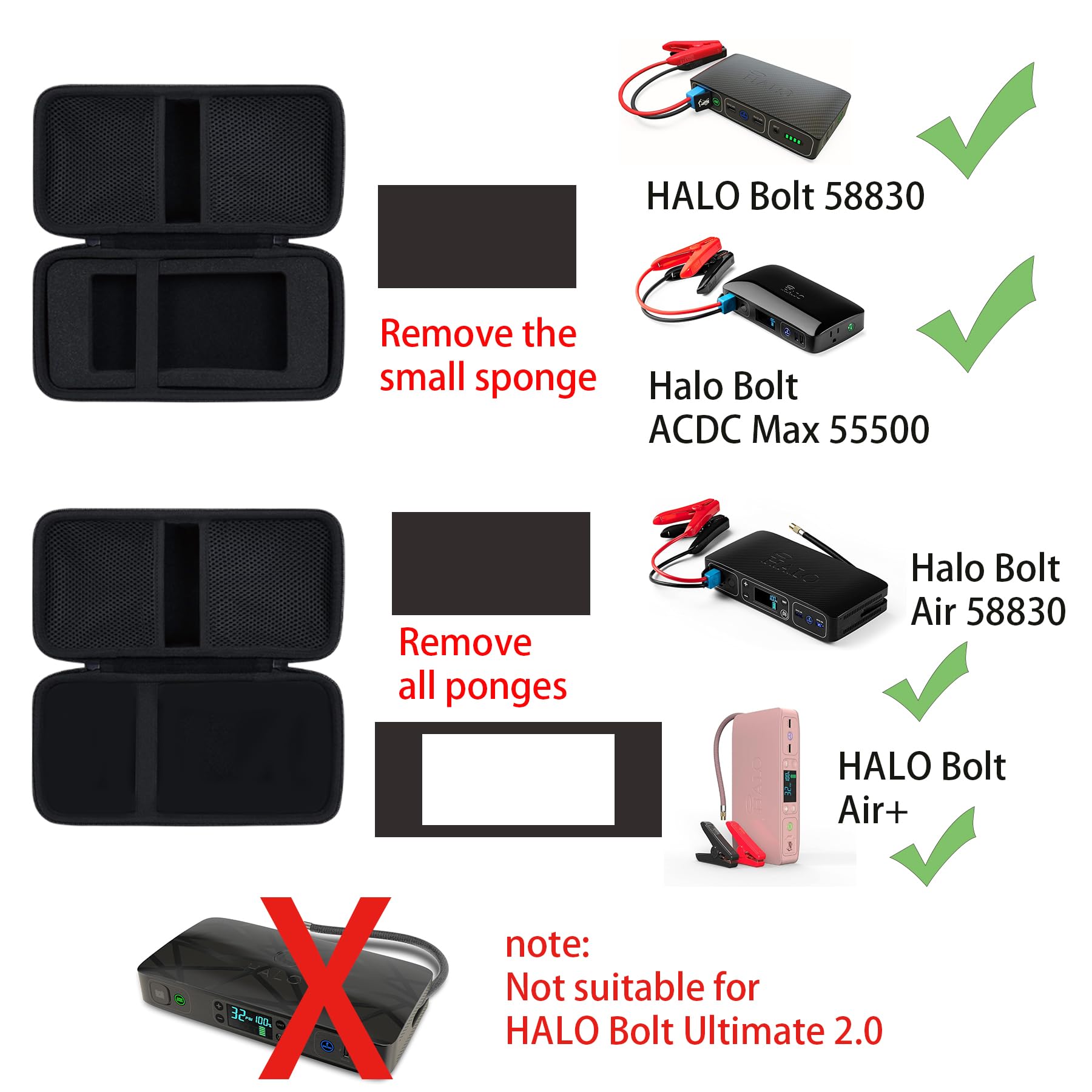 Khanka Hard Travel Case Replacement For Halo Bolt 58830/57720 / Air 58830 / Acdc Max 55500 Mwh Portable Emergency Power Kit, Por