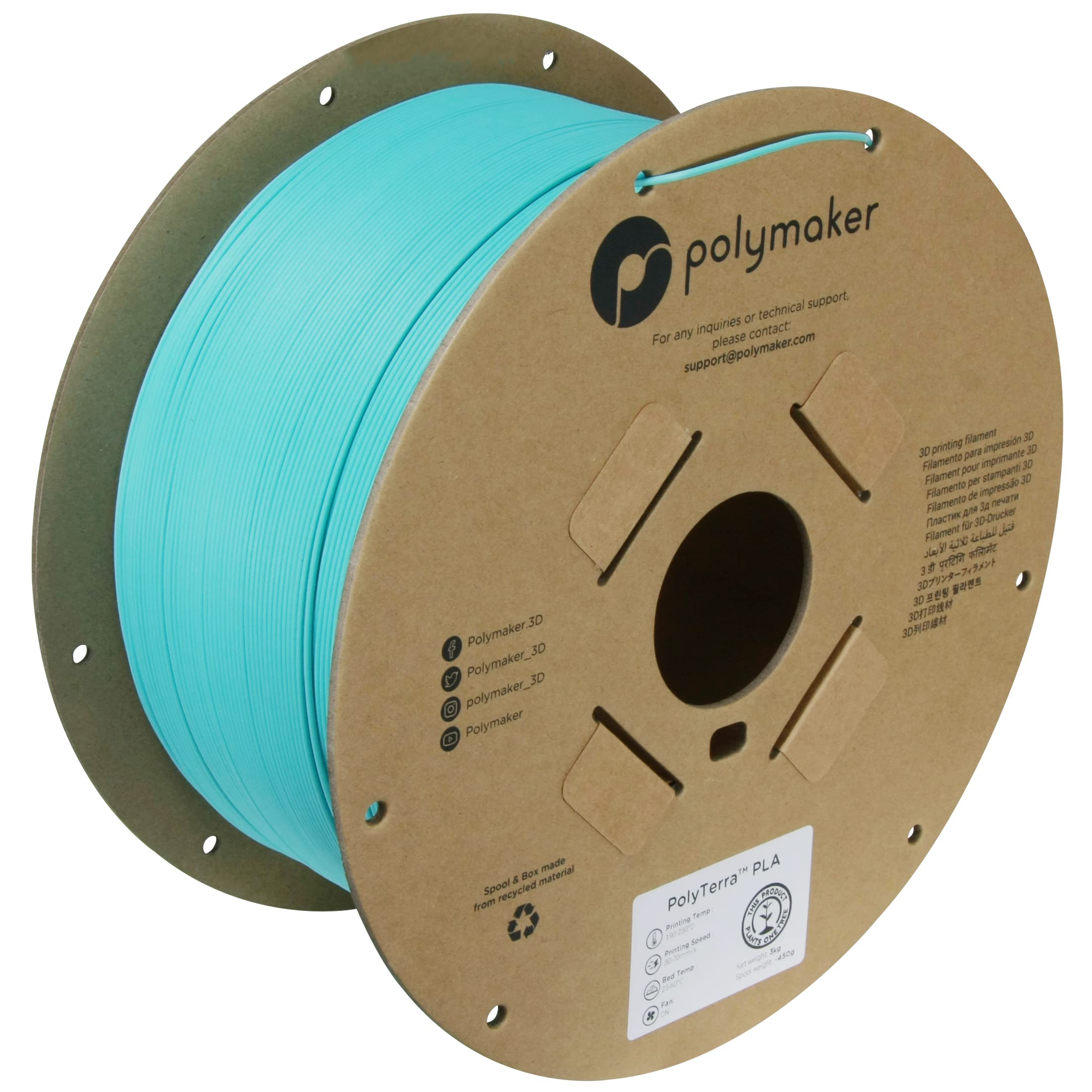 Polymaker Matte PLA Filament Matte Arctic Teal 1.75mm 3kg 3D Printing Filament, PolyTerra 3D Printer PLA Filament