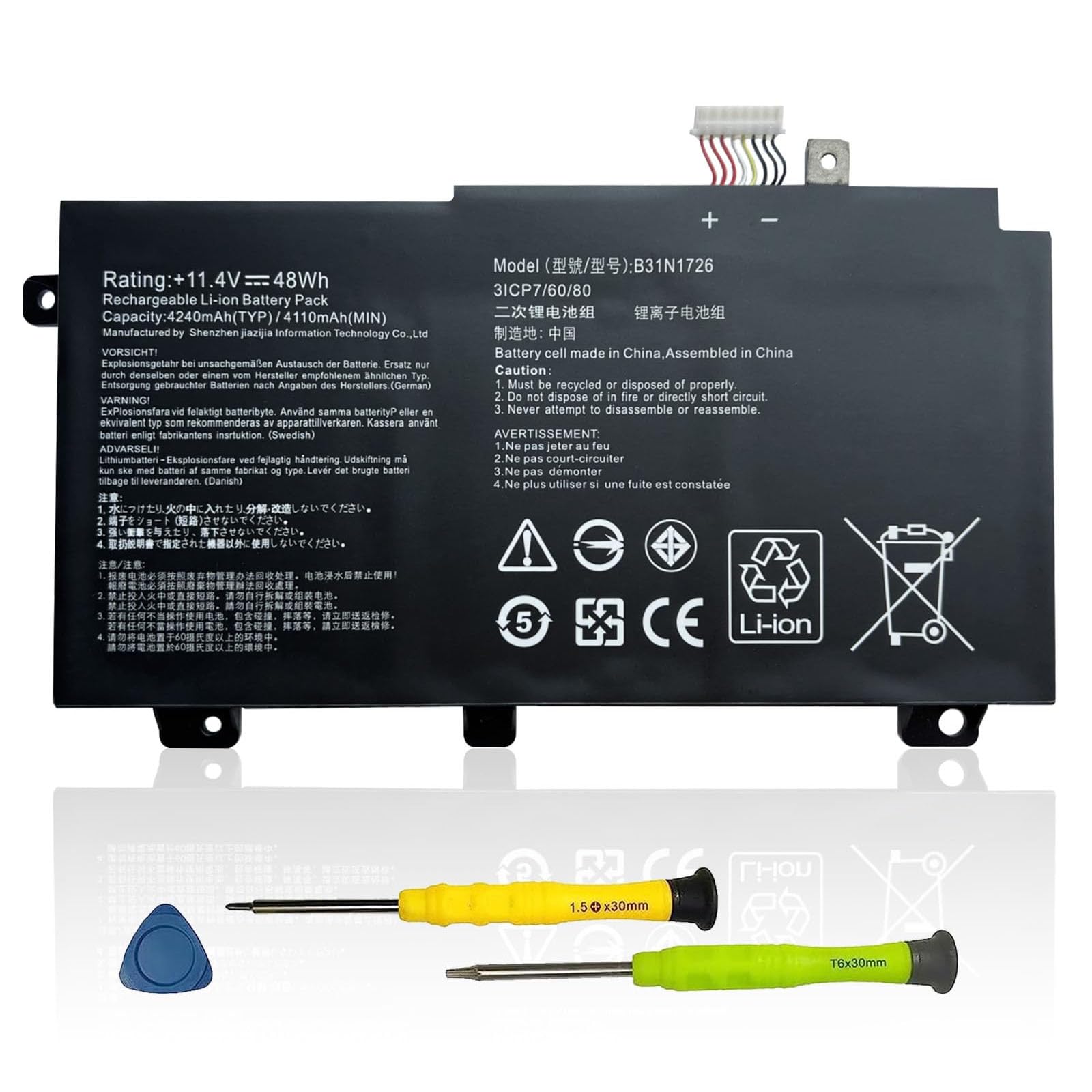 Asodi B31N1726 48Wh Laptop Battery Replacement For Asus Tuf Gaming Fx504 Fx504G Fx504Gd Fx504Ge Fx504Gm Fx505 Fx505Dt Fx505Dv Fx