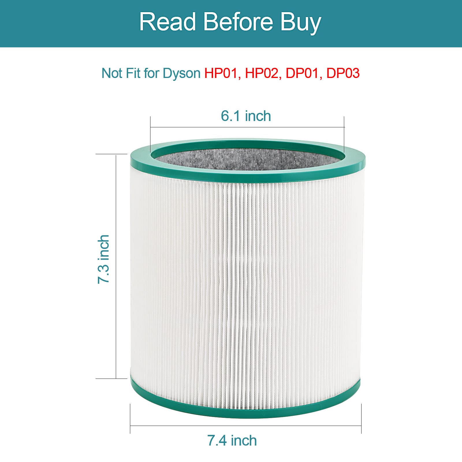 Tivcroxs 2 Pack Replacement HEPA Filters for Dyson TP02, TP01, TP03 - Model 968126-03, Fiberglass, Compatible with Pure Cool Link Air Purifiers