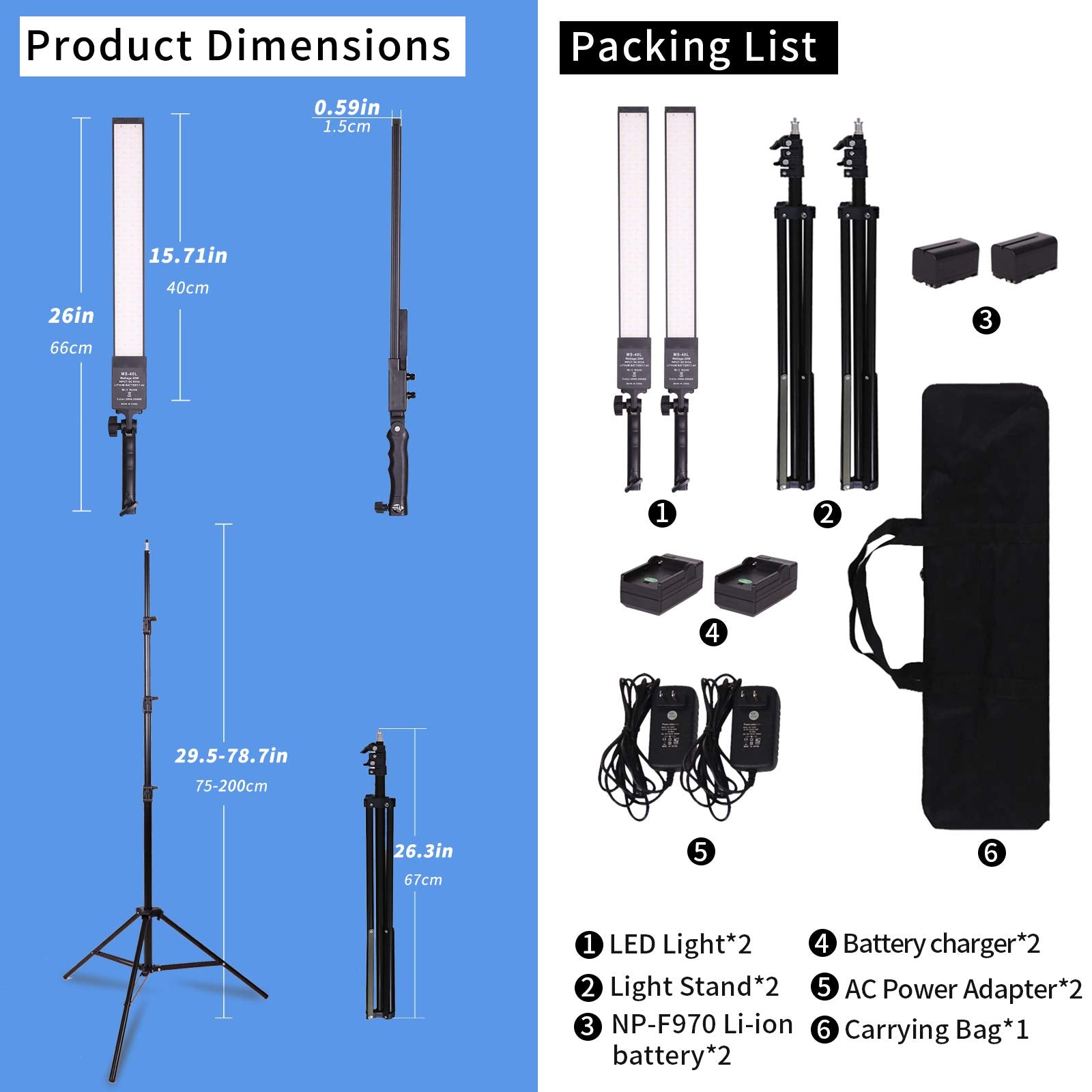 Gskaiwen Led Video Light Battery Powered Photography Light Portable Handheld Wand,Dimmable 2800 5500K Photo Studio Light Kit Wit