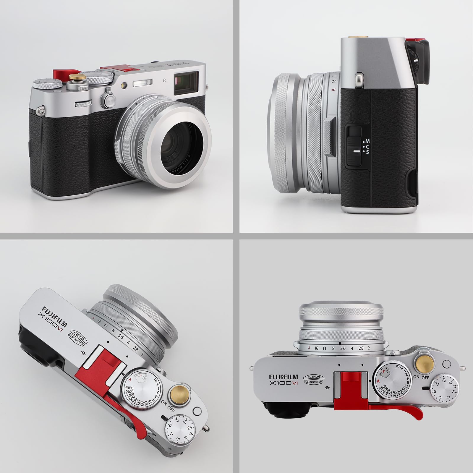 Haoge Lh X51W 2In1 All Metal Ultra Thin Lens Hood With Adapter Ring Set For Fuji X100Vi Fujifilm Finepix X100V Camera Silver