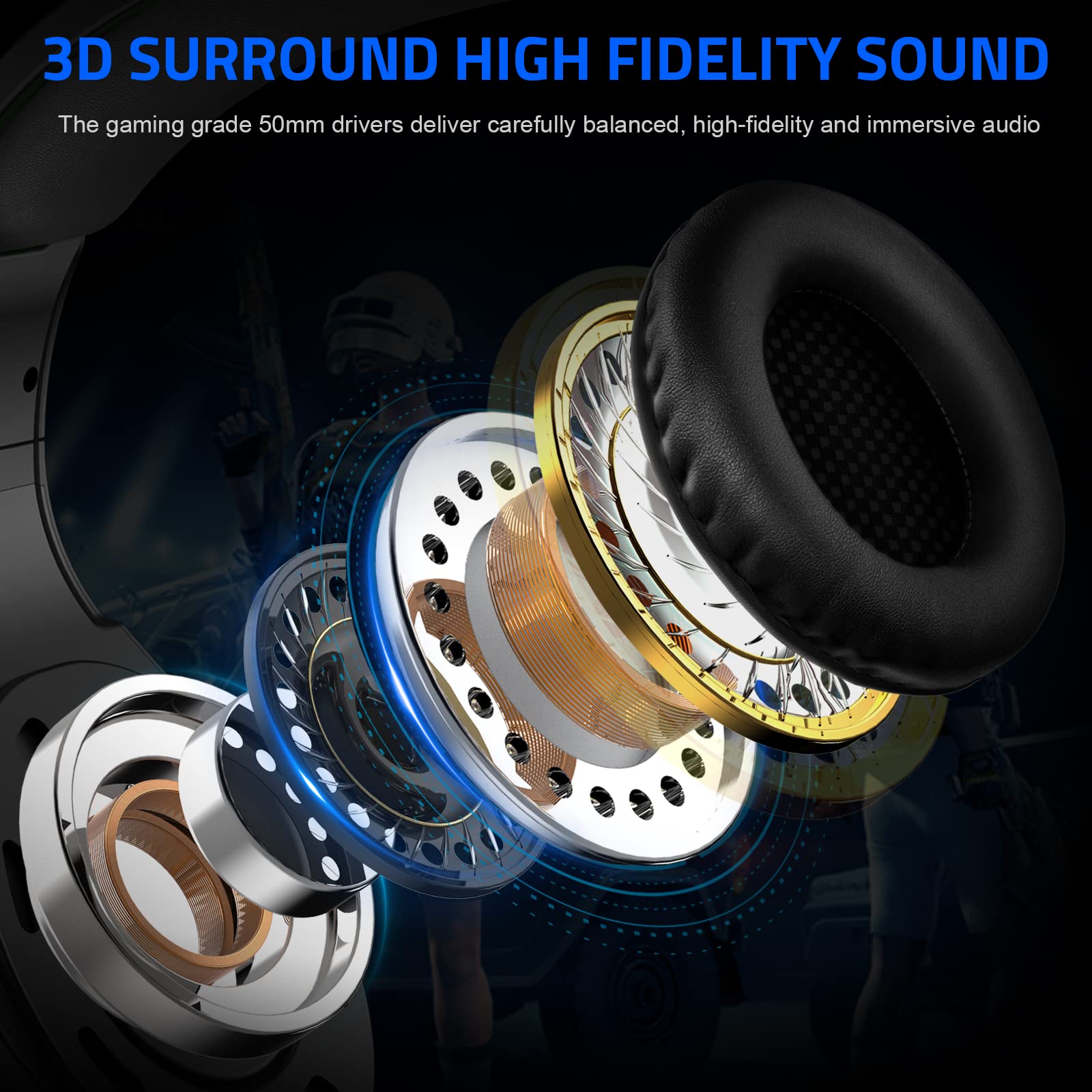 Pacrate Gaming Headset With Microphone For Switch Pc Ps4 Ps5 Xbox One Noise Cancelling Gaming Headphones With Led Lights For Kid