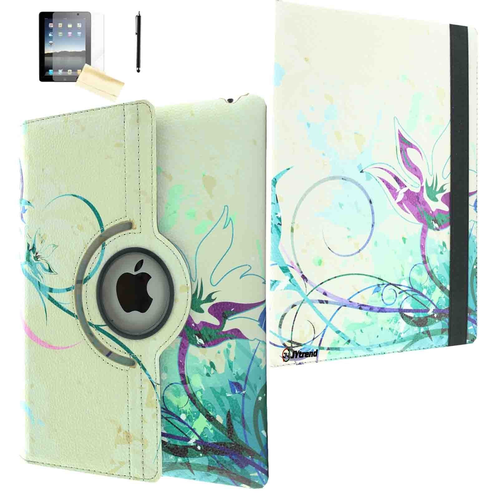 Jytrend Case Compatible With Ipad Pro 9.7 (2016 Released), Rotating Stand Smart Cover For A1673 A1674 A1675 With Magnetic Auto Wake Up/Sleep (Blue Flower)