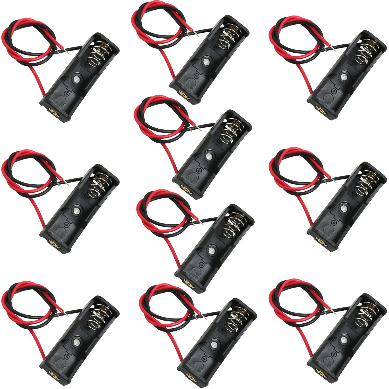 Luorng 10Pcs 12V 23A Battery Holder, Battery Case With Leads Wires, Black