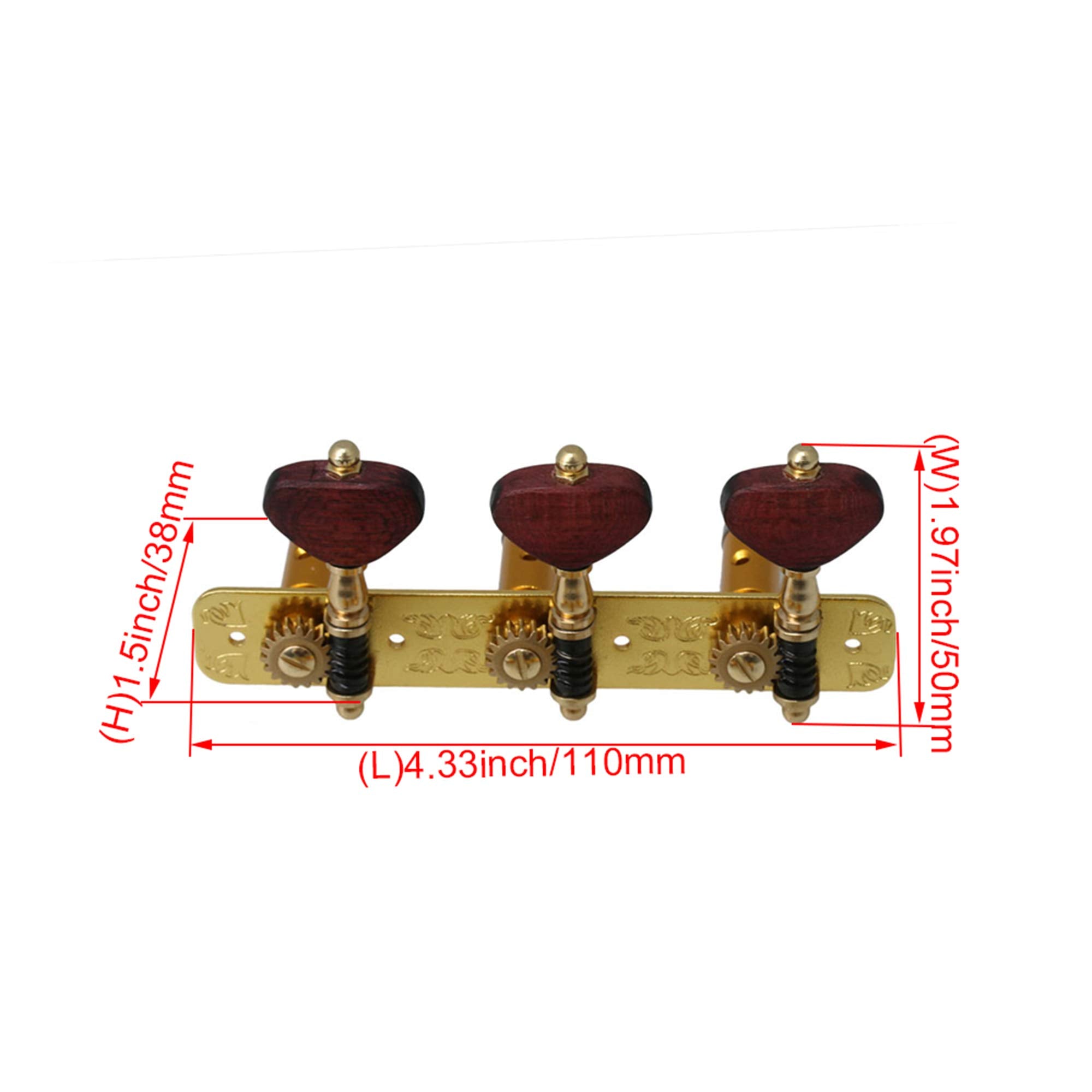 Yibuy 2Pcs Gold Plated Acoustic Classical Guitar Machine Heads Tuning Keys Peg Replacement Accessories